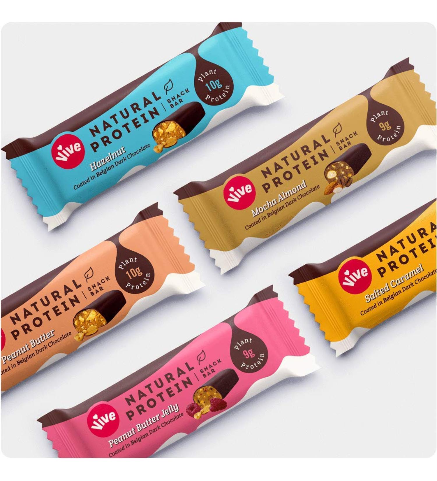 Vive Natural Vegan High Protein Bar Variety Pack x5 - 100% Natural - 5 Count - Buy Online on GoSupps.com
