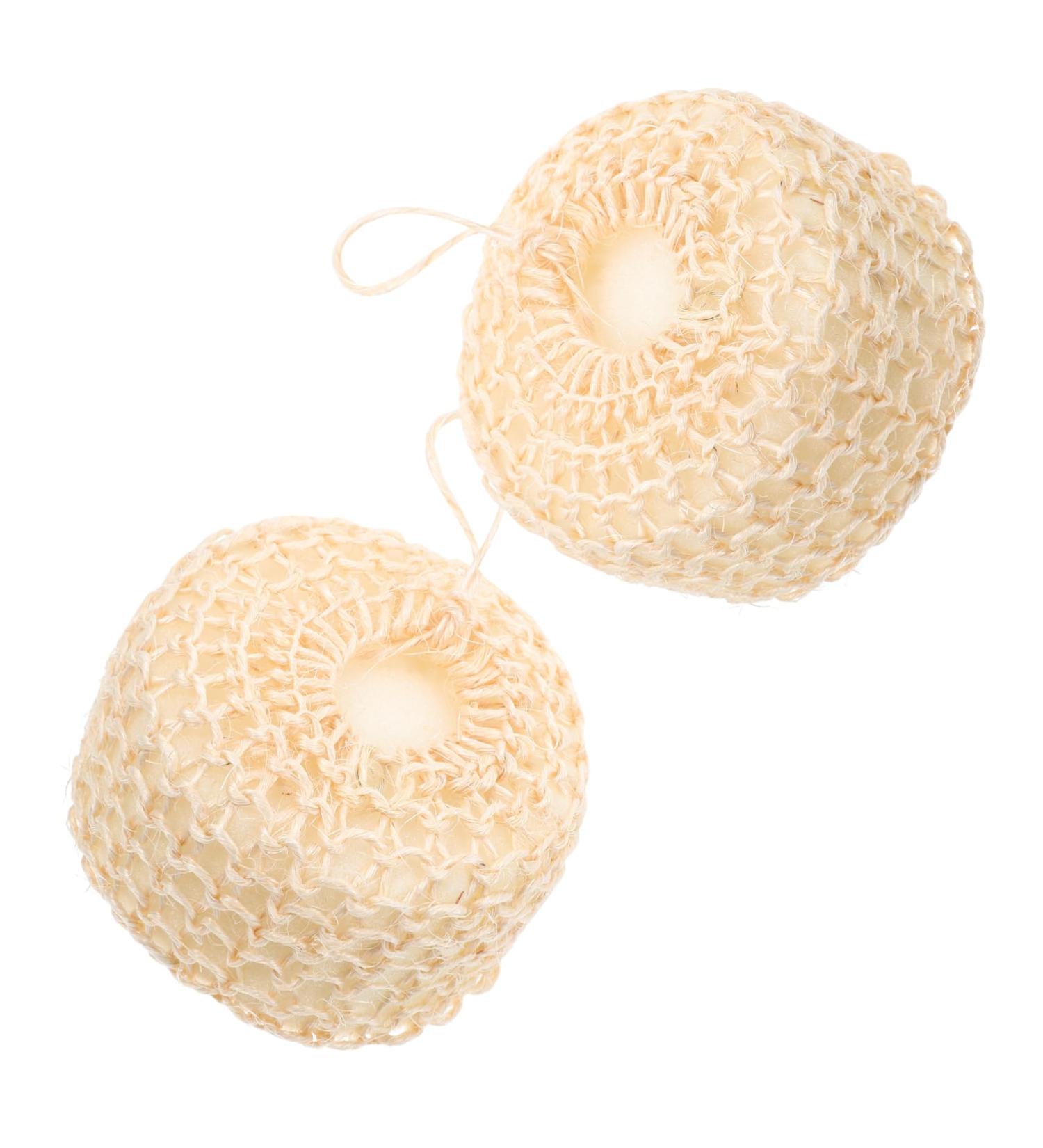 2pcs Sisal Sponge Ball Exfoliator - Shower Bubbles & Body Scrubbers for Glowing Skin - Buy Online on GoSupps.com
