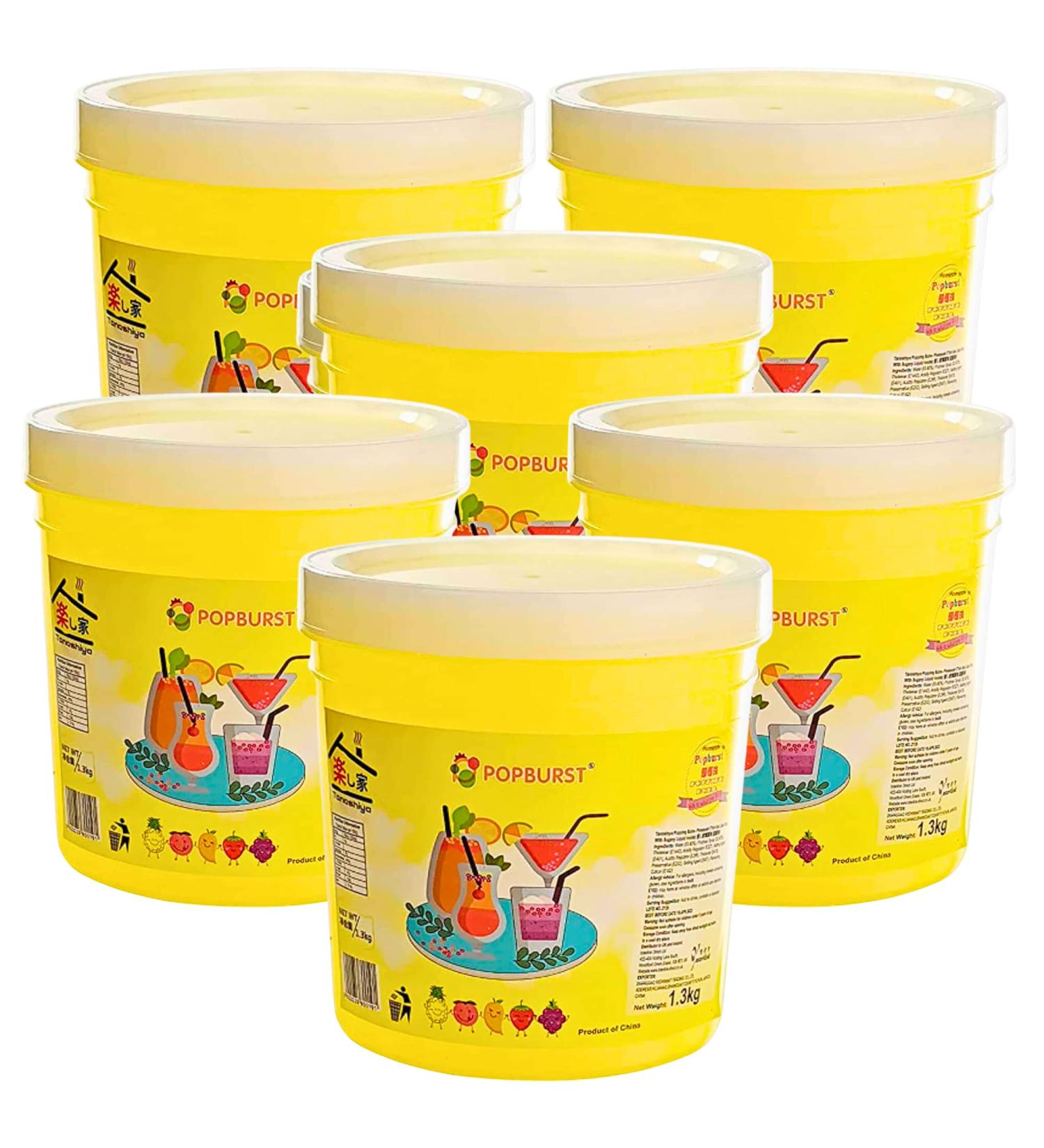 Tanoshiya Pineapple Popping Boba Pearls for Bubble Tea Dessert Toppings Cocktails - 1.3KG (Pack of 6) - Buy Online on GoSupps.com