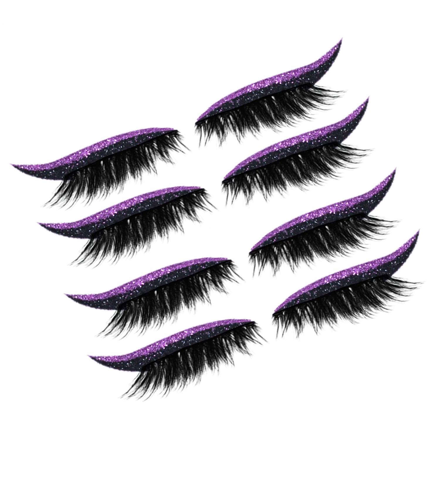 MWZBTG Fake eyelashes 4 Pairs SelfAdhesive Eyelash Strips Reusable Make Up Glue for Daily Use Party Travel Purple - Buy Online on GoSupps.com