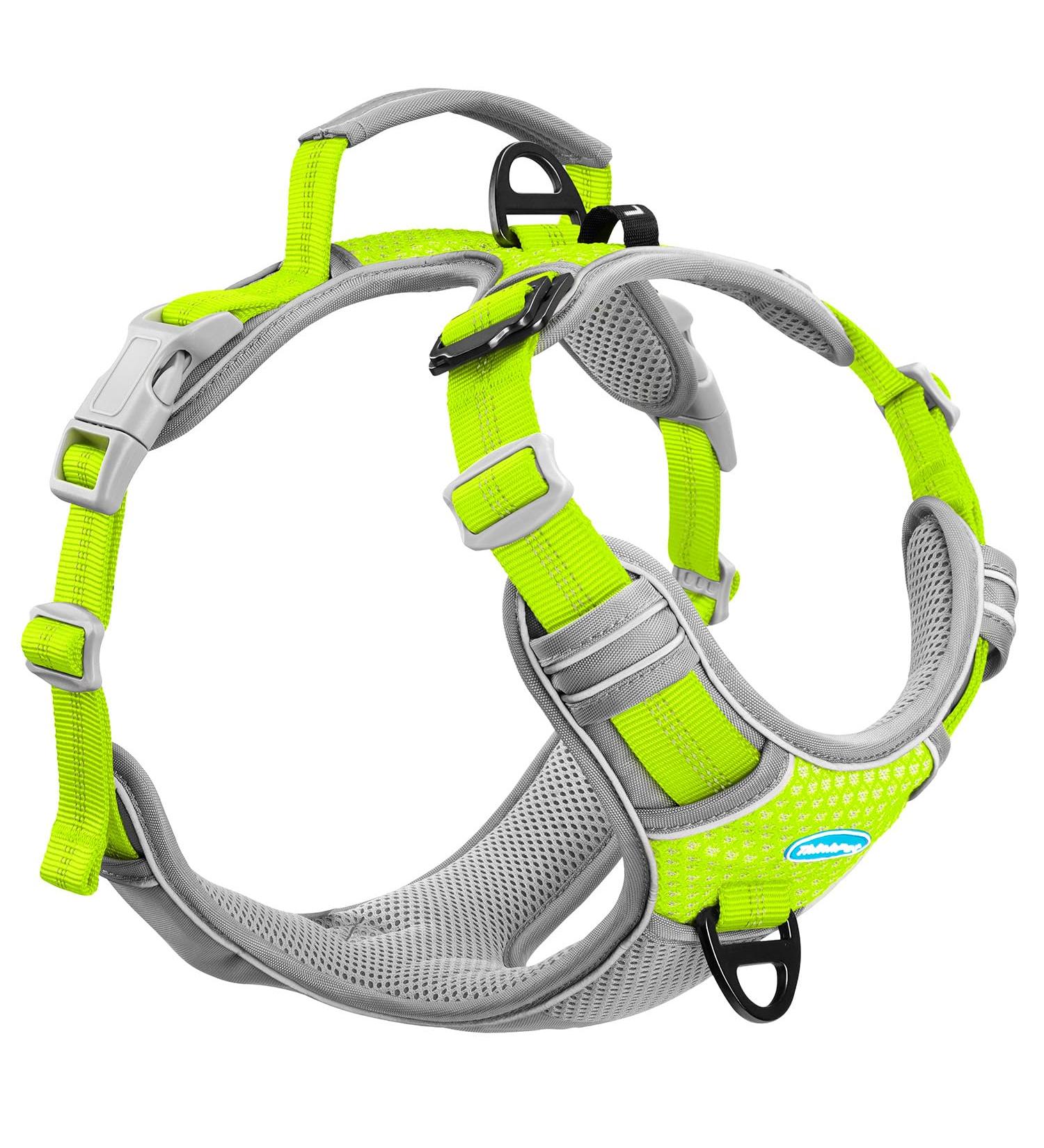 Thinkpet Anti Zug Dog Harness - Adjustable No-Choke Handle Harness for XL Dogs - Reflective Breathable & Upholstered (Bright Green) - 1 Pack - Buy Online on GoSupps.com