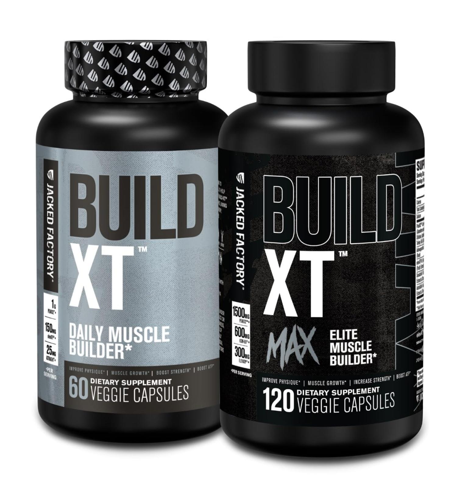 Jacked Factory Build-XT Daily Muscle Builder (60 Count) Build-XT Max Elite Muscle Builder (120 Count) - Buy Online on GoSupps.com