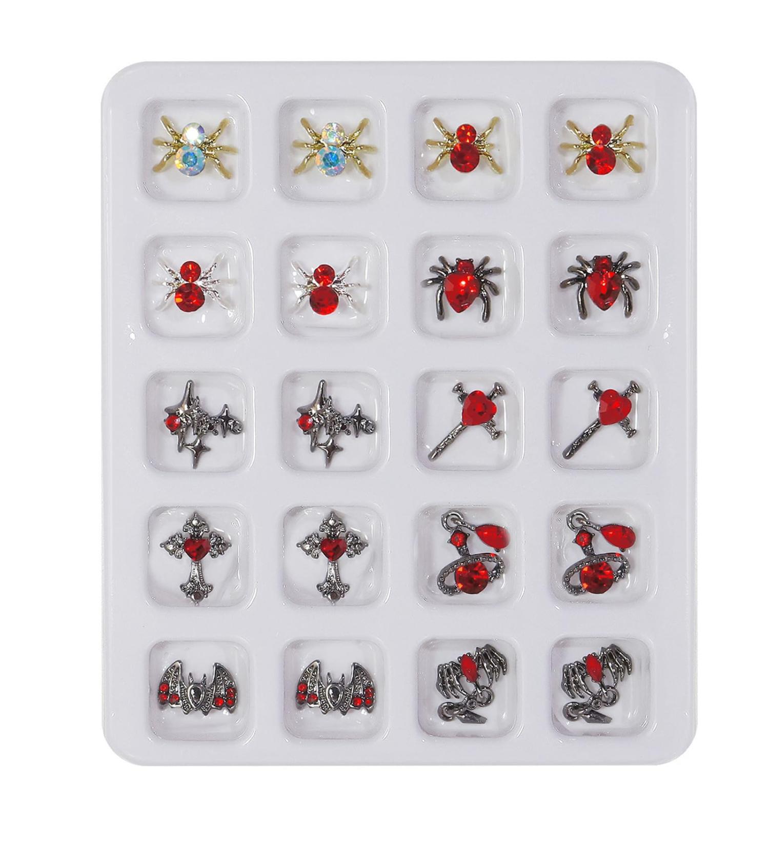 FEIlei Halloween Skull Nail Charms Nail Skeleton Charms 3D Spiders Nail Rhinestones - Buy Online on GoSupps.com