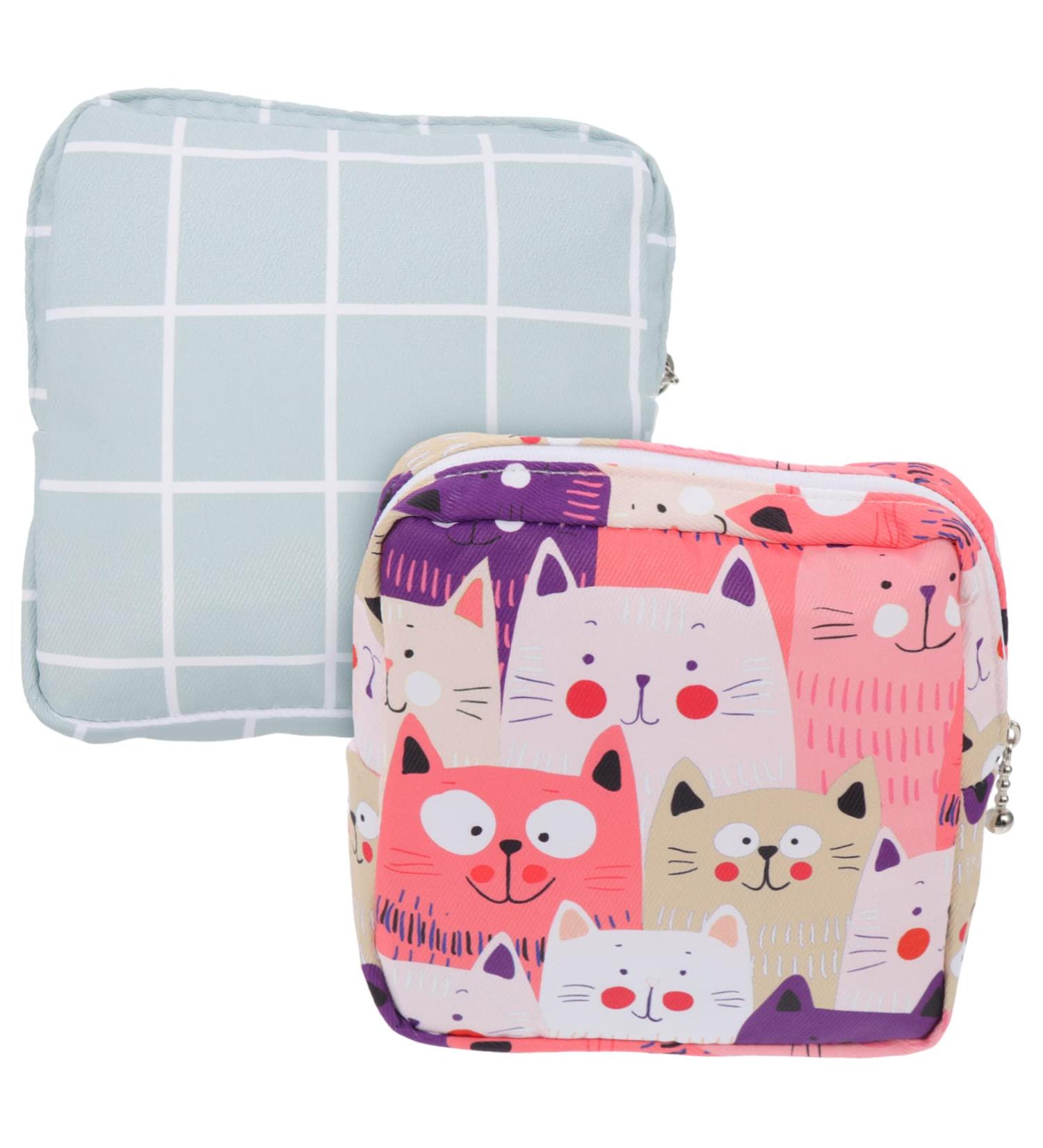 2pcs Feminine Menstruation Storage Bag Set | Period Pad Pouch & Tampon Wallet for Teen Girls | Coin Purse & Lipstick Holder | Practical and Stylish Period Bag - Buy Online on GoSupps.com
