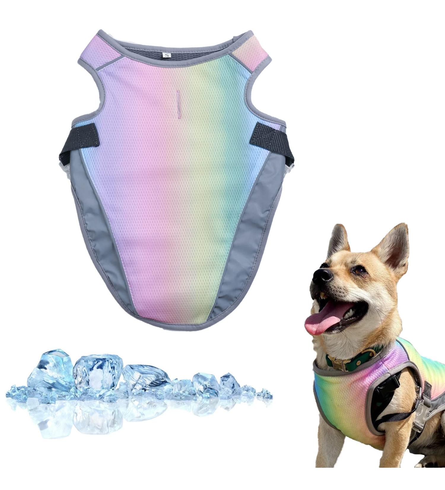 Buy Dog Cooling Vest - Breathable Mesh Cooling Coat for All Dog Sizes - Adjustable Straps - Rainbow Design - Buy Online on GoSupps.com