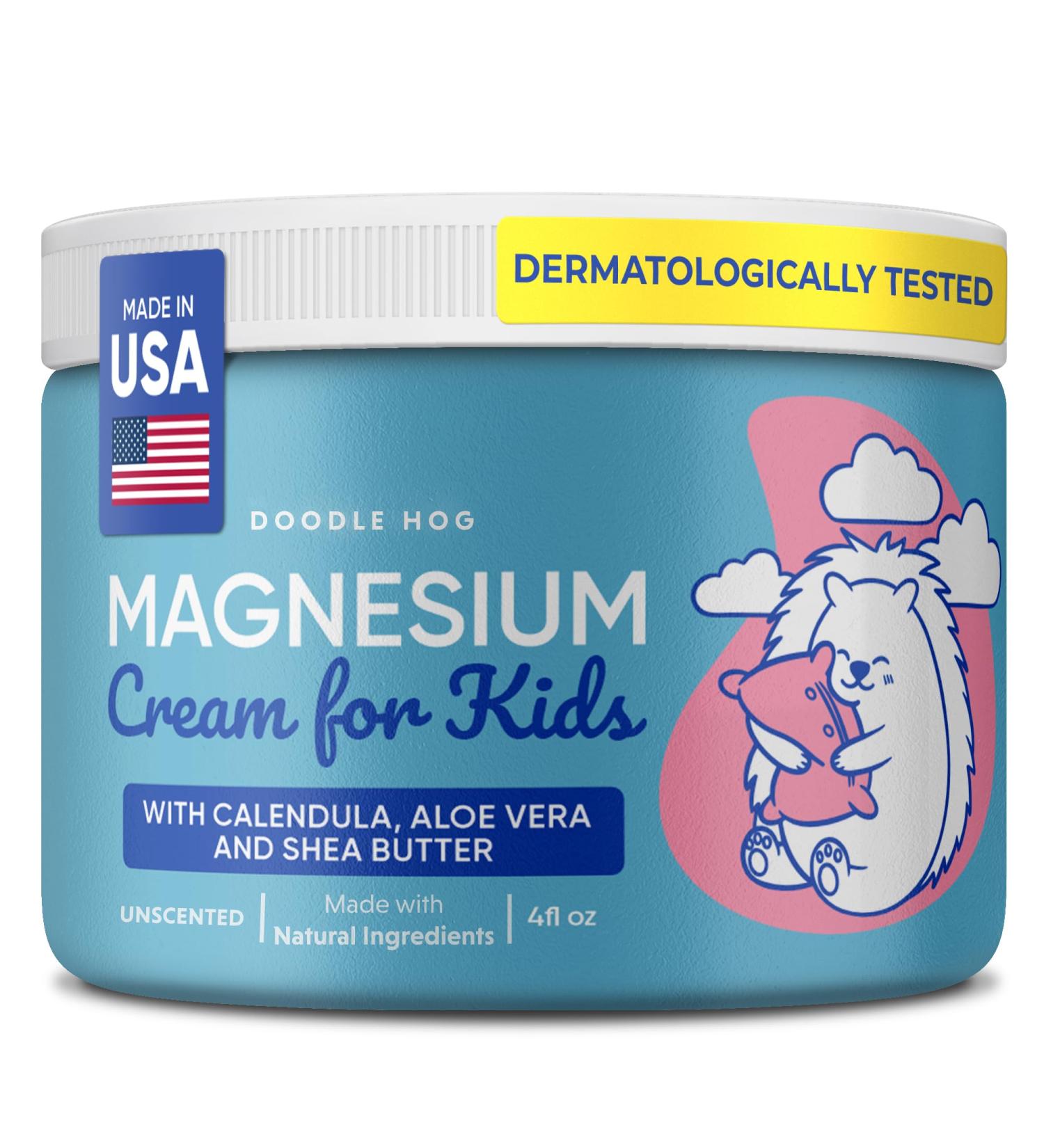 DOODLE HOG Magnesium Cream for Kids - Soothing Relief & Relaxation with Calendula Aloe Vera Shea Butter - Bedtime Magnesium Lotion for Kids Sleep - (4 oz Unscented) - Buy Online on GoSupps.com