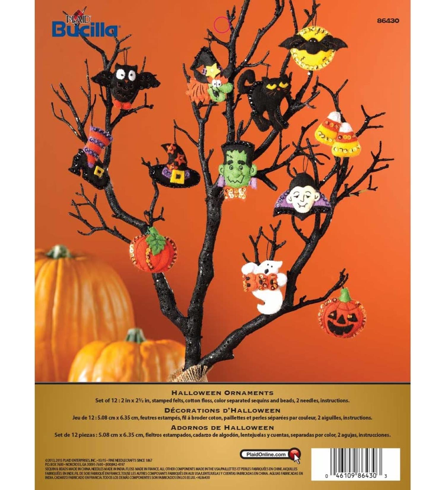 Bucilla Halloween Felt Applique Ornaments Kit - Set of 12, Black (2.5-Inch) - 6 Count - Buy Online on GoSupps.com