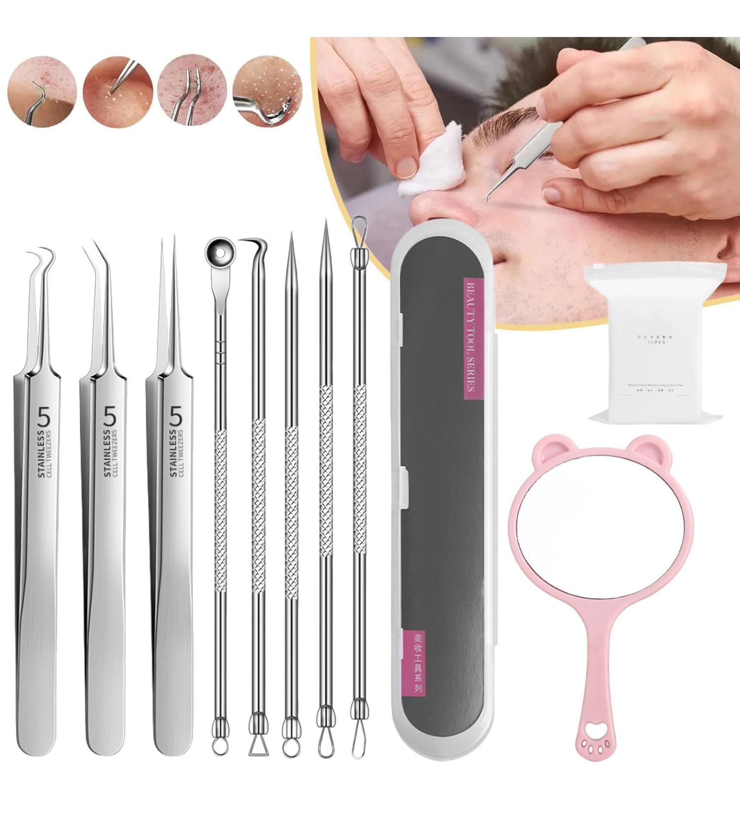 Cohbskj Usiveinborn Blackhead Remover Usiveinborn Tweezers Professional Blackhead Remover Tweezers Stainless Steel Facial Pimple Popper Tool for Women Men (Set F) - Buy Online on GoSupps.com