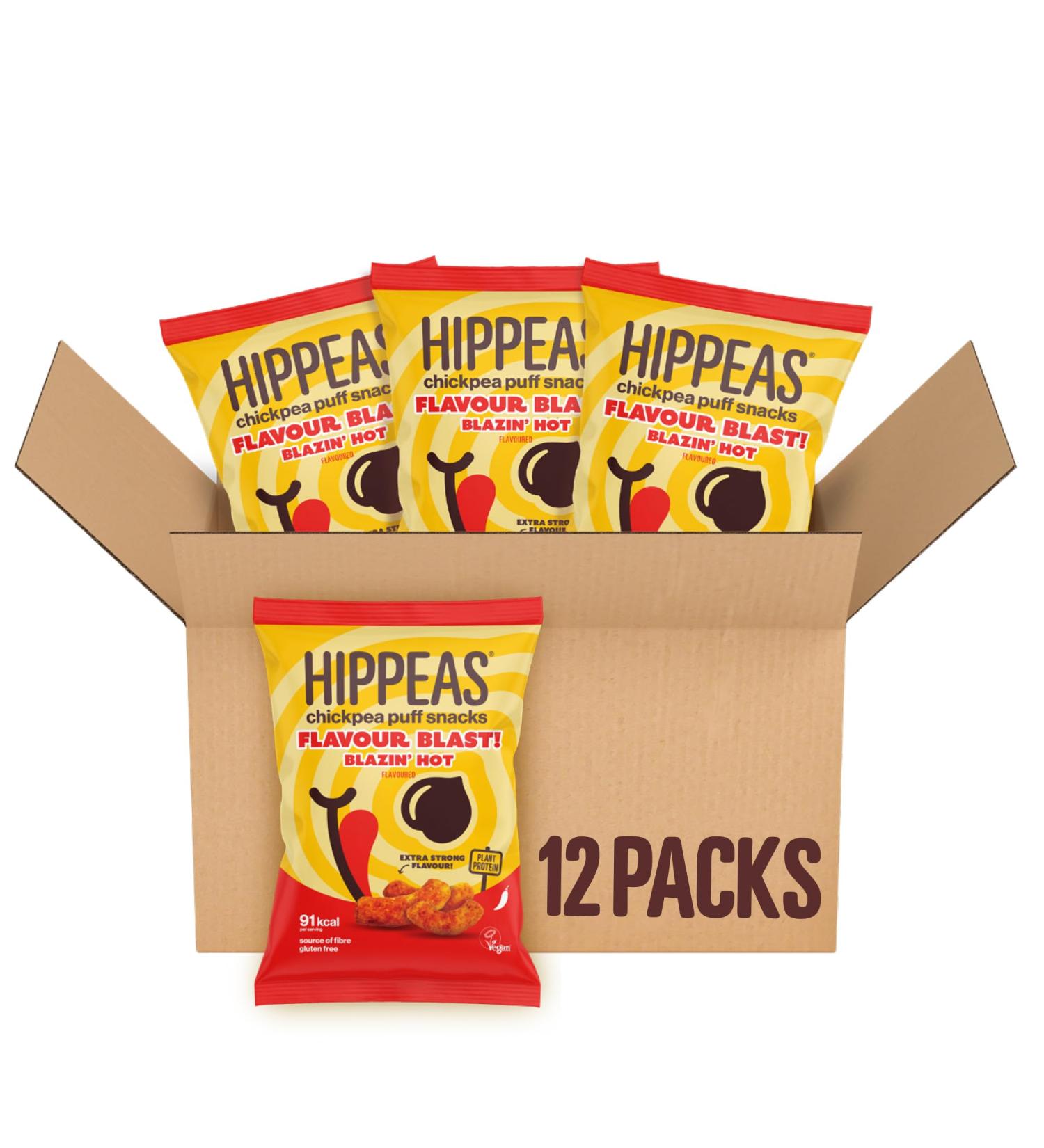 Hippeas Flavour Blast Blazin' Hot Chickpea Puffs 22g (Pack of 12) - Buy Online on GoSupps.com