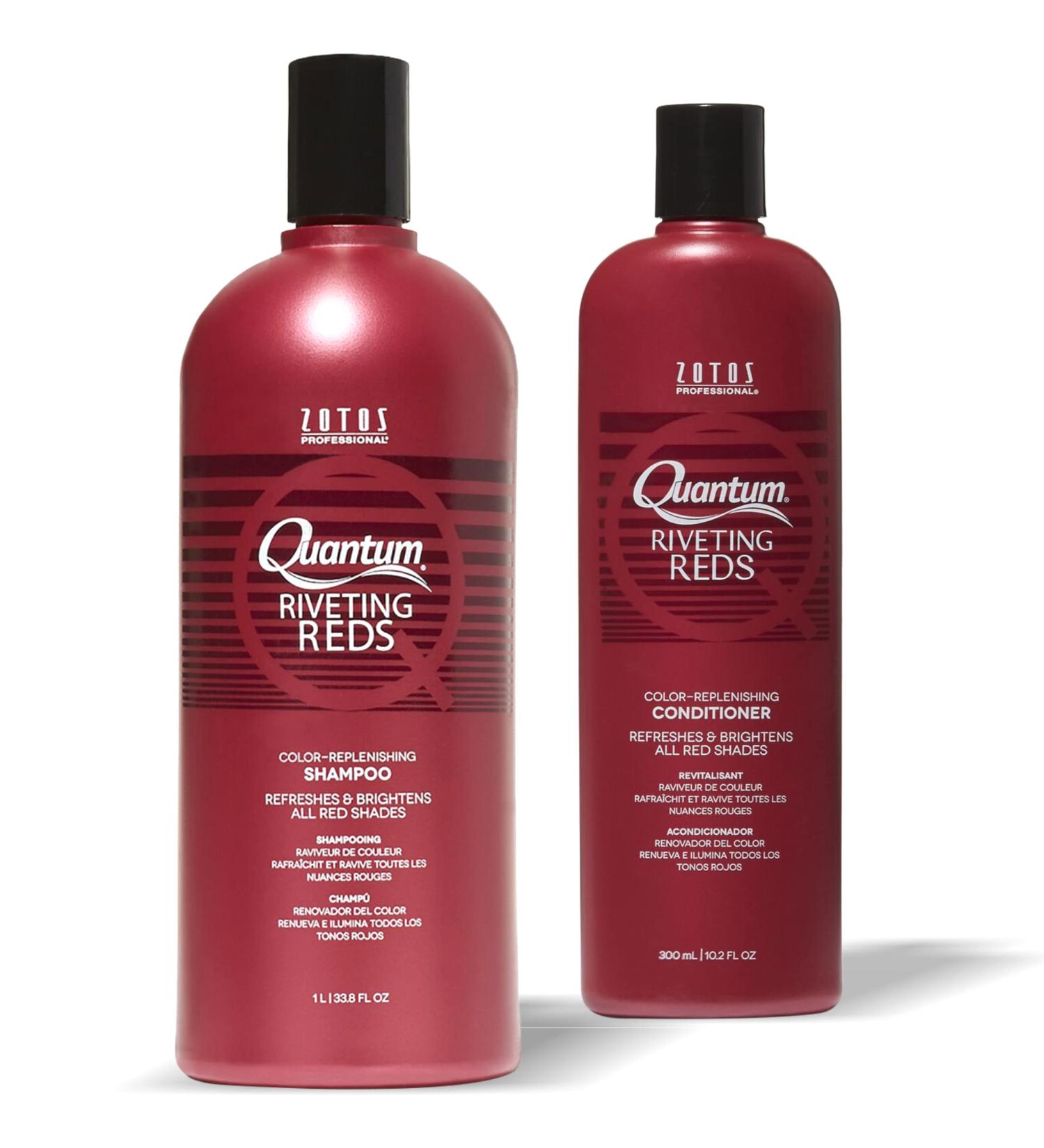 Zotos Quantum Riveting Reds Color Replenishing Shampoo & Conditioner - 33.8oz Shampoo + 10.2oz Conditioner - Sulfate & Paraben Free - Enhances Color for Color-Treated Hair - Buy Online on GoSupps.com