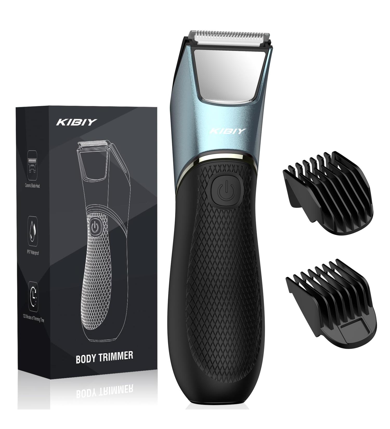 Kibiy Men's Body Groomer & Groin Hair Trimmer with LED Light - Rechargeable Wet/Dry Clippers for Pubic Area - Blue - Buy Online on GoSupps.com
