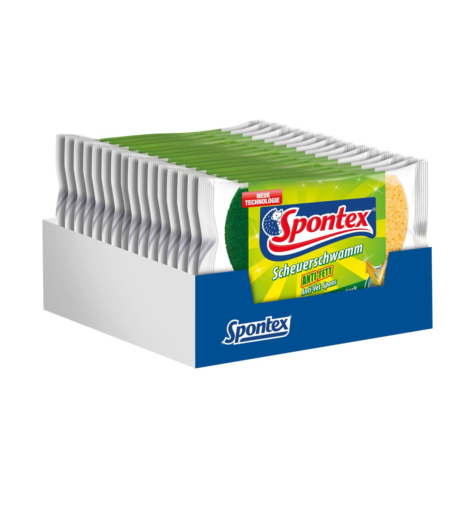 Spontex Scheuerwamt Anti-Fat Cleaning Sponges - 32 Pack Suction-Strong & Washable for All Robust Surfaces - International Shipping Available - Buy Online on GoSupps.com