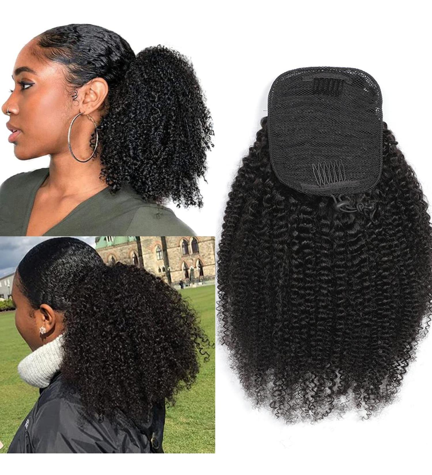 Doren Afro Kinky Curly Ponytail Human Hair 4B 4C Drawsting Wrap Around Ponytail Extensions For Women Clip In Brailian Hair 18inch 18inch Kinky Curly 4B 4C - Buy Online on GoSupps.com