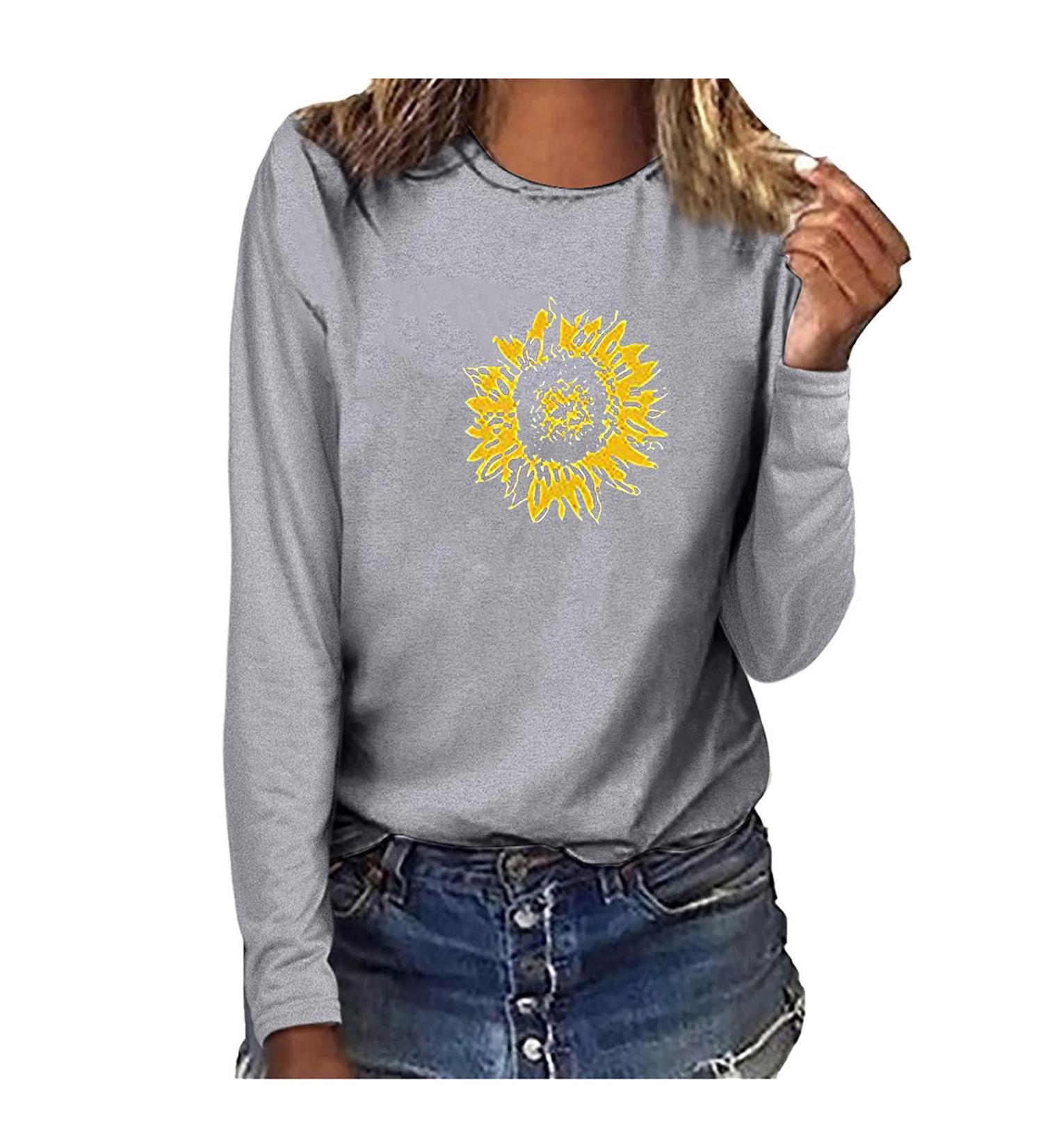 tsaChick Women's Oversized Sunflower Sweatshirt Clearance - Gray - S-XXL - Buy Online on GoSupps.com