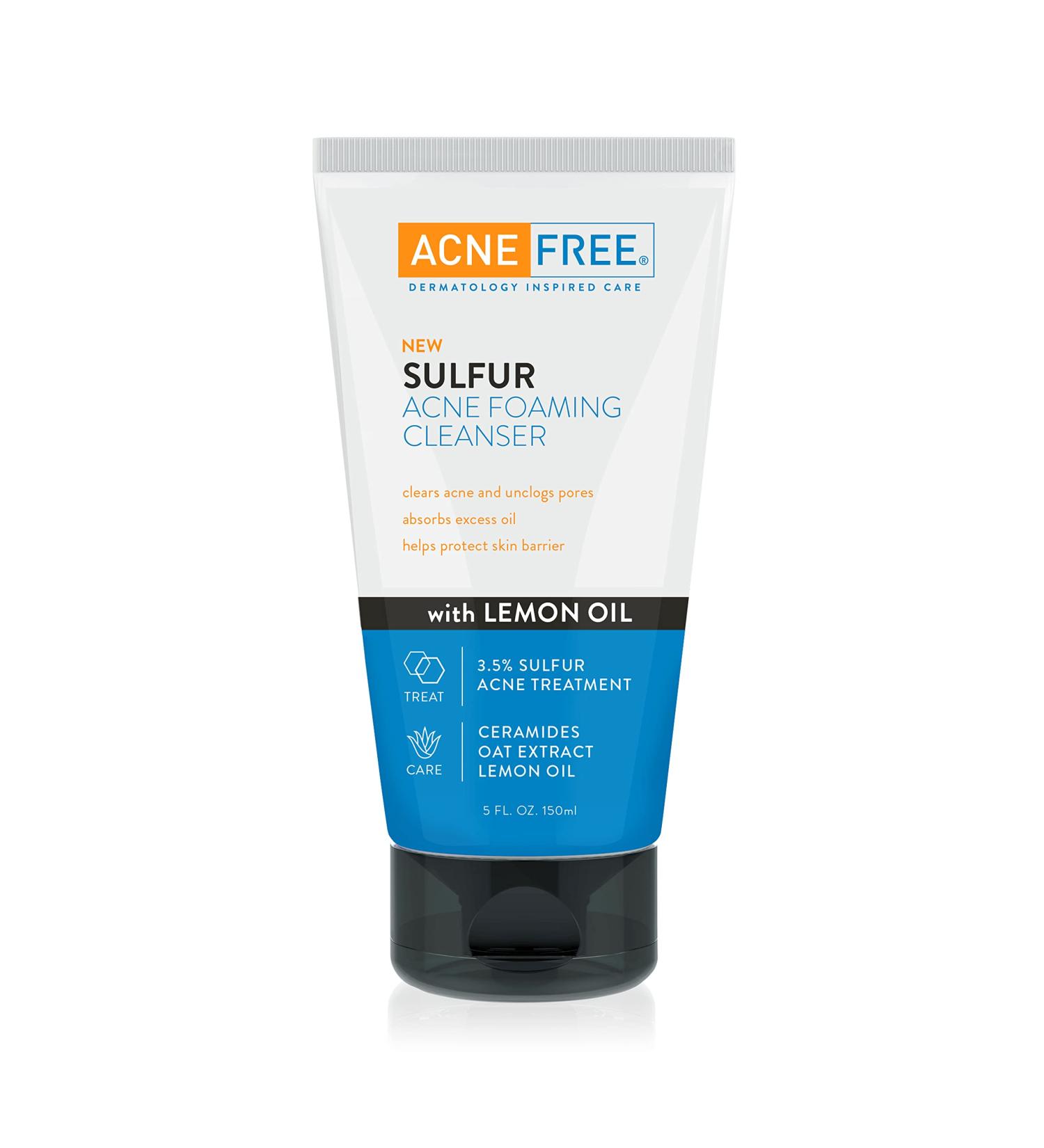 Acne Free Sulfur Foaming Cleanser with Lemon Oil, Ceramides & Oat Extract - 5 oz - Buy Online on GoSupps.com