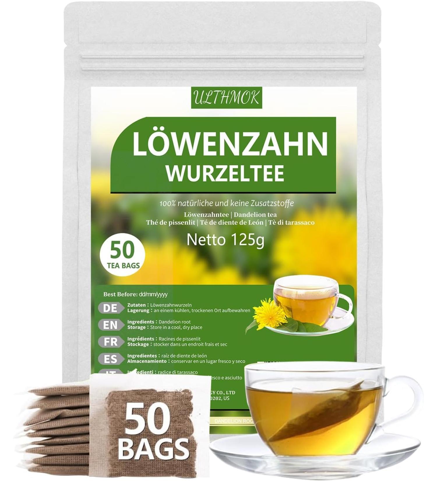  ULTHMOK ULTHMOK Dandelion Tea | Dandelion Root | 50 Tea Bags 100% Natural & No Additives - Buy Online on GoSupps.com