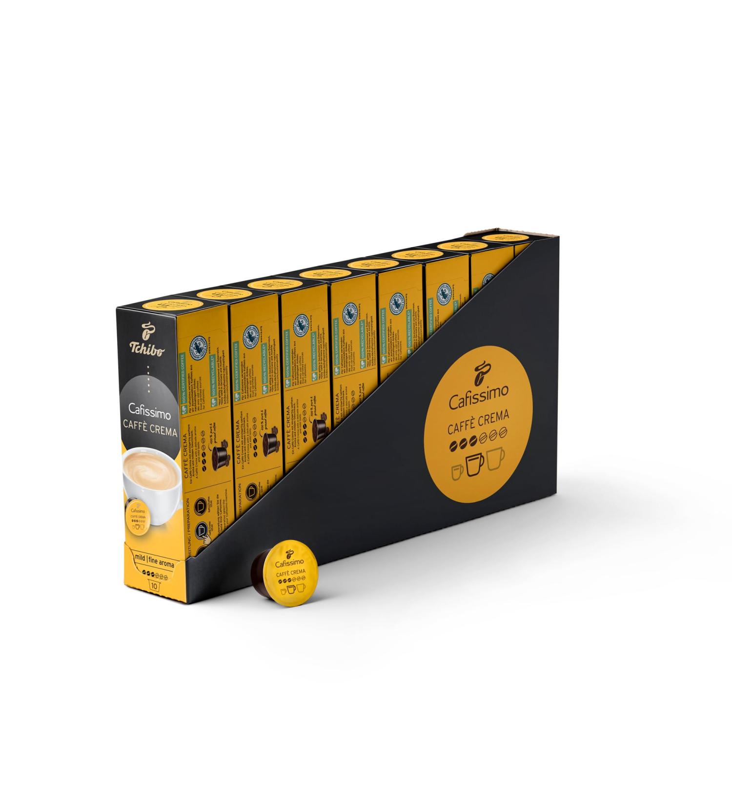 Tchibo Cafissimo Caff Crema Mild Coffee Capsules - 80 Pieces Fair Trade & Sustainable - Gentle Aroma 560g Pack - Buy Online on GoSupps.com