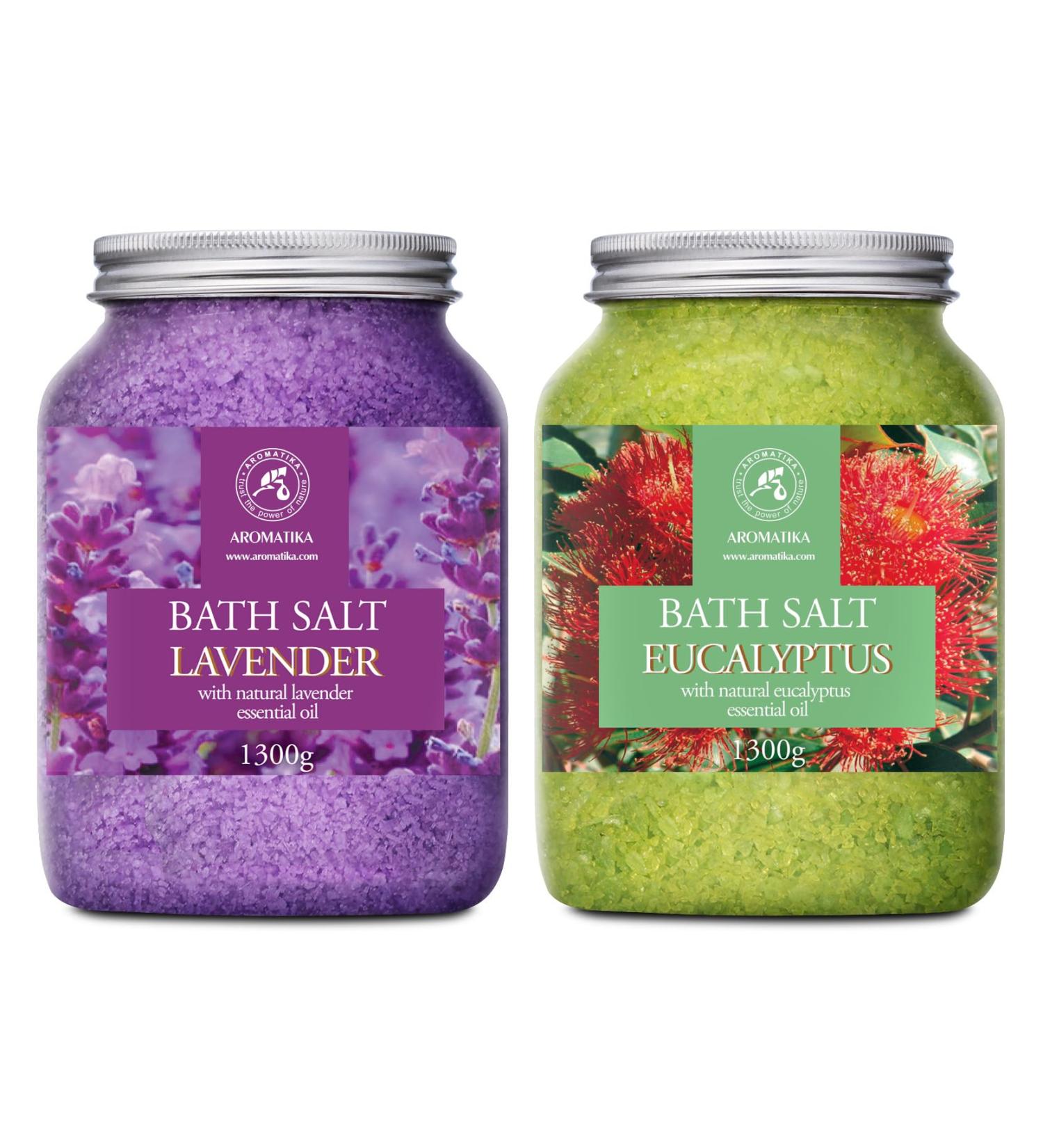 Buy Bath Sea Salt Set 2x46Oz - Lavender & Eucalyptus Aromatherapy - Natural Essential Oils for Relaxation & Spa Care - Buy Online on GoSupps.com