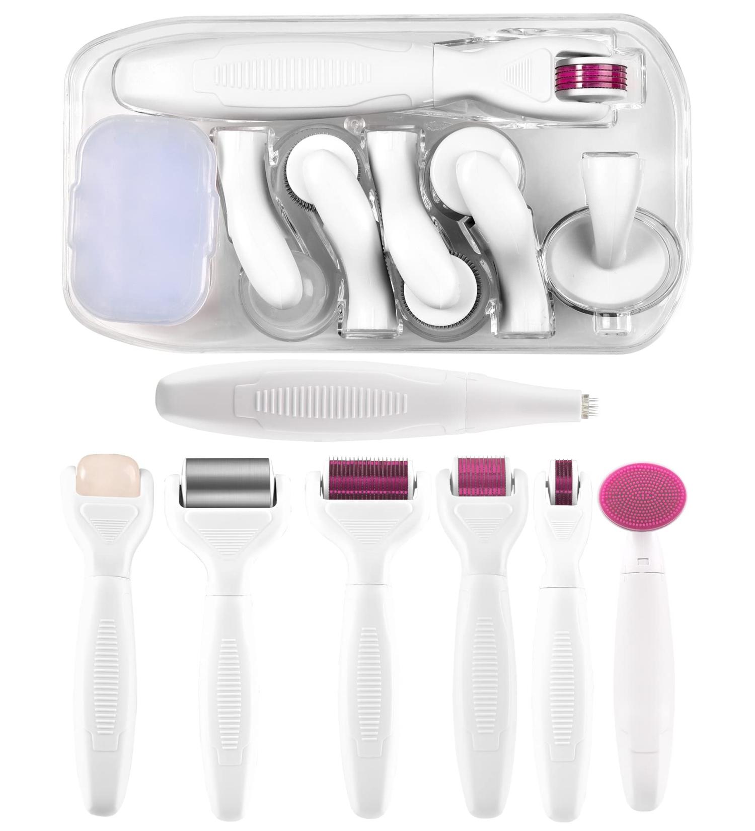 Zitfri 8-in-1 Derma Roller - Microneedling Tool for Body & Facial Care | Anti-Wrinkle Acne & Pregnancy Scar Treatment | Violet Jade Roller - Buy Online on GoSupps.com