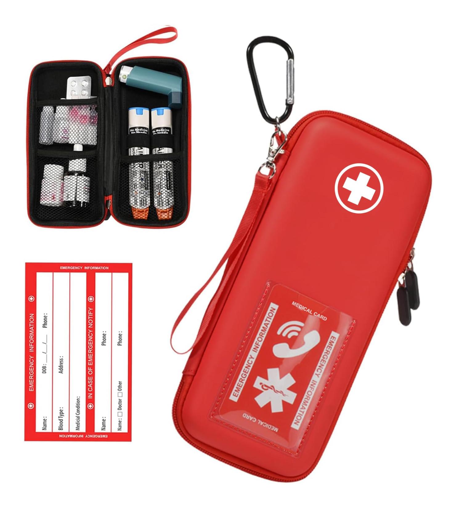 EpiPen Carry Case | Hard Emergency Medical Bag for EpiPens Inhalers & Allergy Medications - Travel Case with Carabiner - Buy Online on GoSupps.com