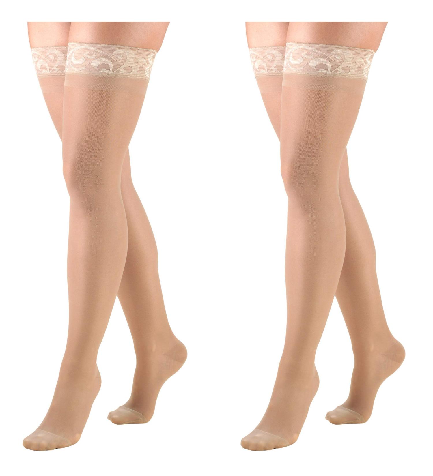 Truform Compression Thigh High Stockings 15-20 mmHg - Nude Medium 2 Pair Pack - International Shipping Available - Buy Online on GoSupps.com