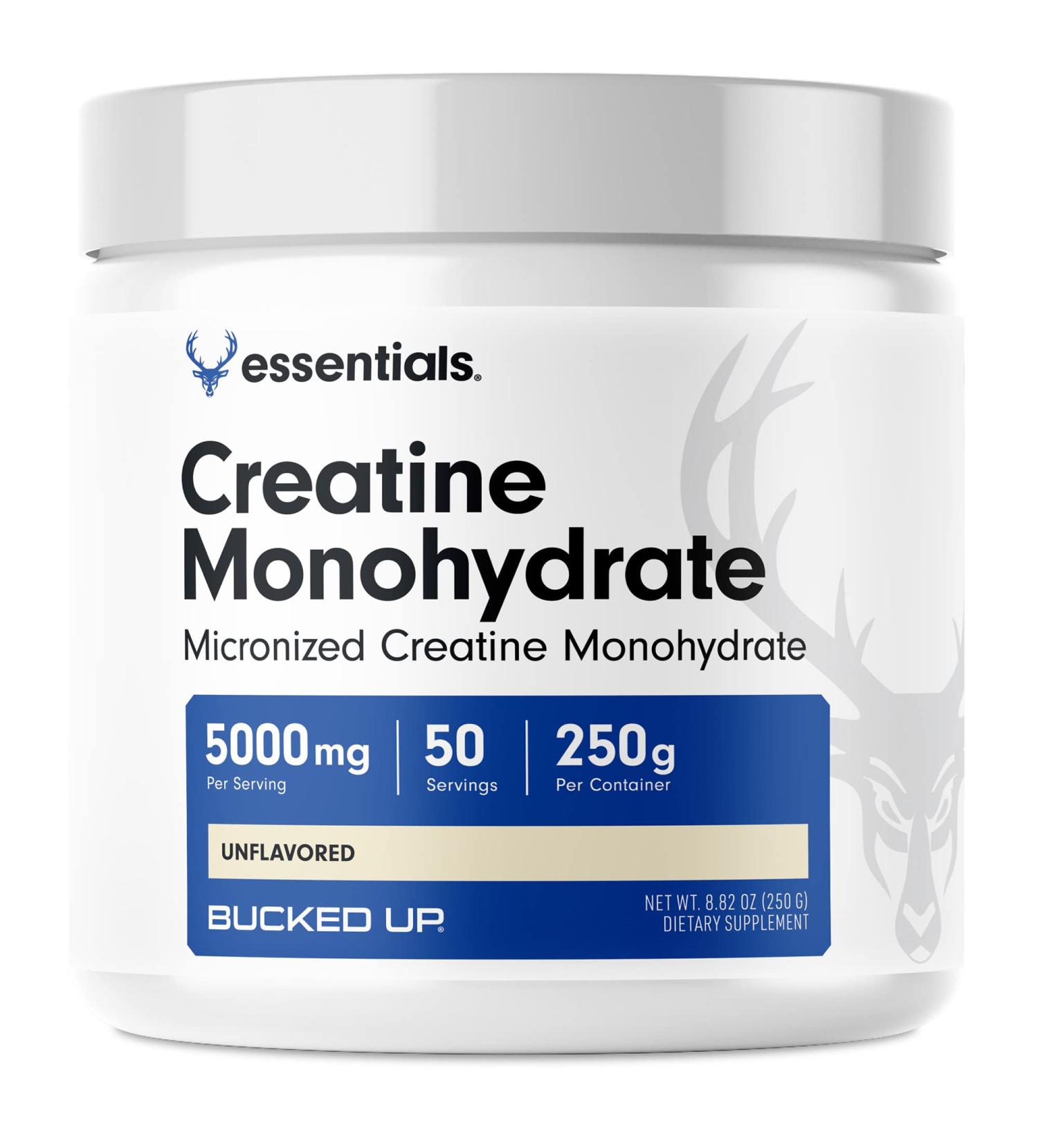 Bucked Up Essentials Creatine Monohydrate Powder - 250g (50 Servings) - Buy Online on GoSupps.com