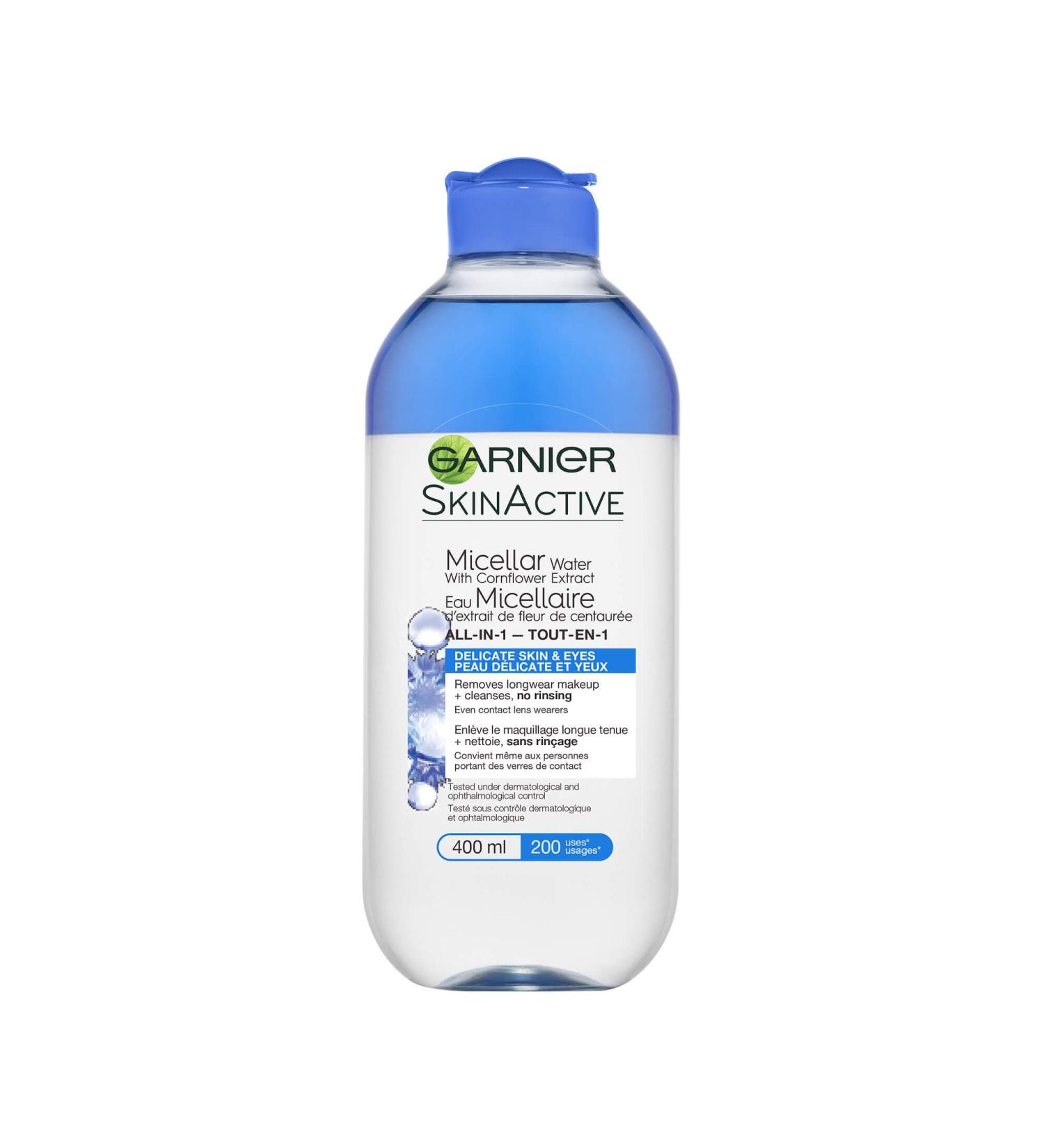 Garnier Skin active Micellar Water With Cornflower Extract All-in-1 Micellar Water Delicate Skin & Eyes 400 mL - Buy Online on GoSupps.com