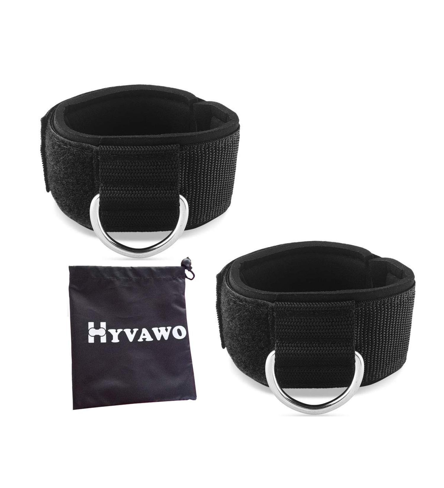 HyvaWo Ankle Strap Neoprene Padded Fitness Wrist Cuff 2 Pack - High Strength Gym Pulley Strap for Cable Machines - Buy Online on GoSupps.com