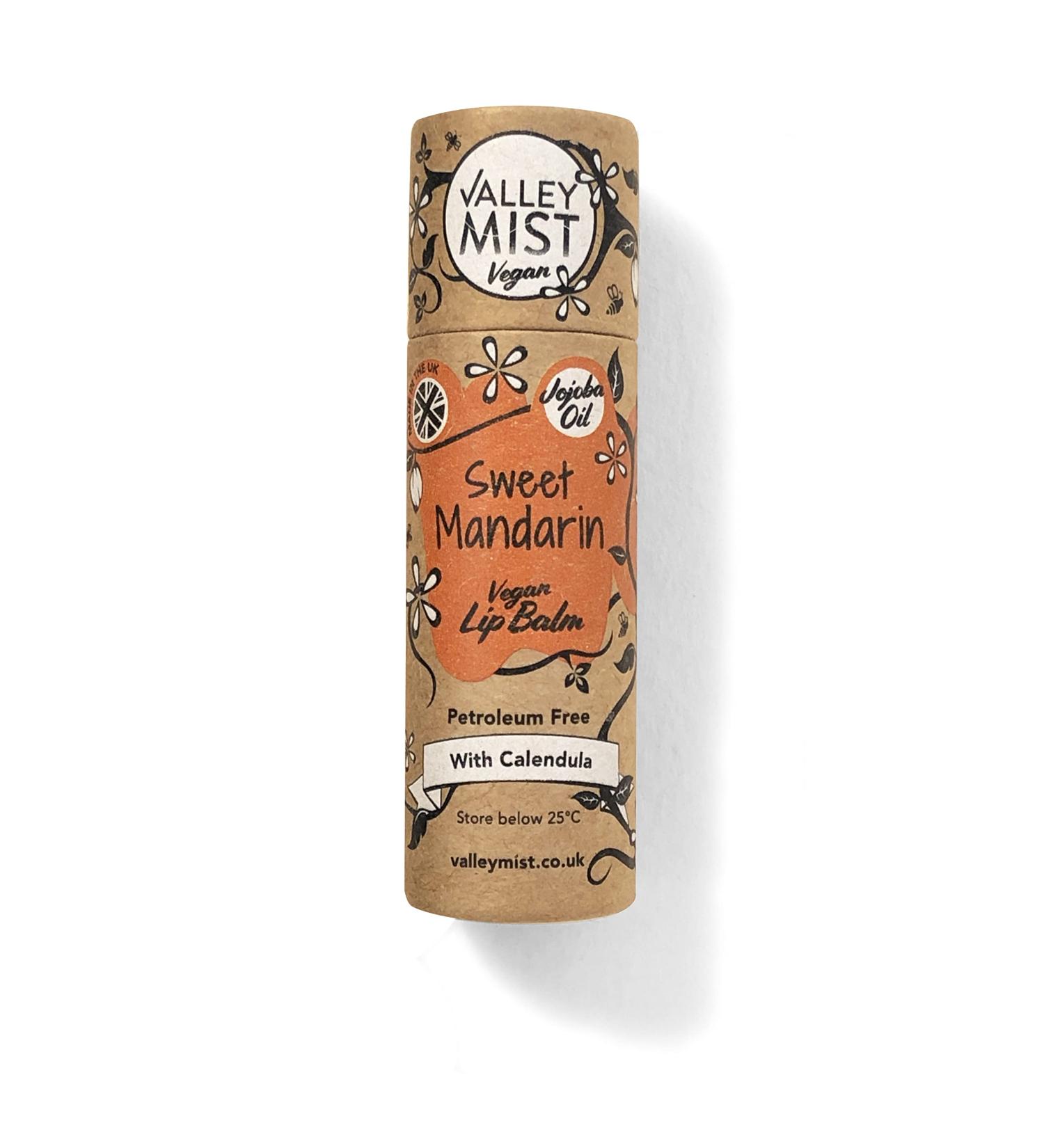 Valley Mist Vegan Sweet Mandarin Lip Balm Made With Organic Cocoa Butter - Plastic Free - Natural Zero Waste 10 g - Buy Online on GoSupps.com