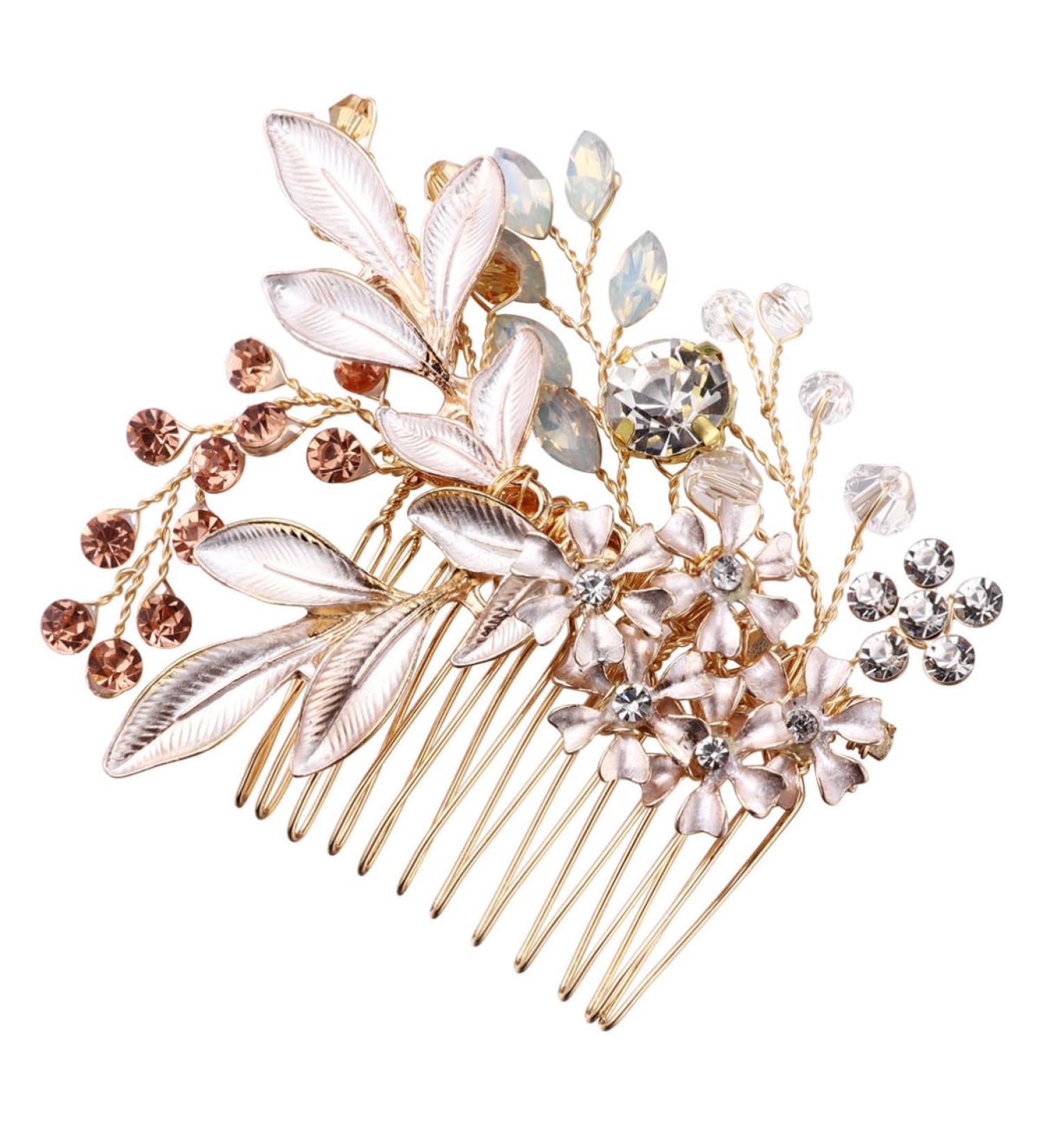 FRCOLOR 1pc Wedding Hair Comb Bridal Headpiece Wedding Hair Clips Floral Hair Comb Pearl Crystal Hair Comb Rhinestone Hair Comb Clip Pearl Hair Pin Wedding Accessories Bride European Style - Buy Online on GoSupps.com