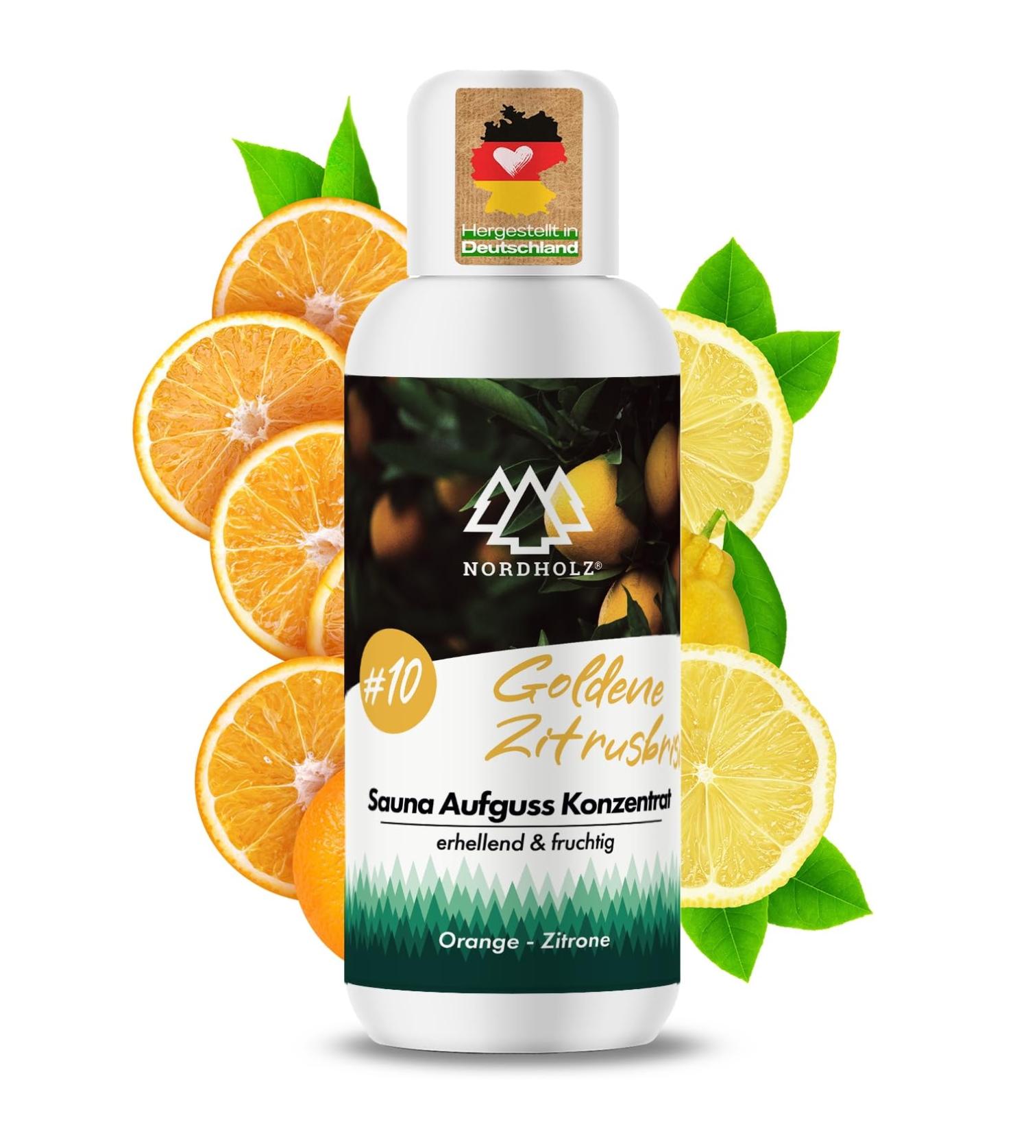 Nordholz Sauna Infusion - 48 Varieties 100ml | Golden Citrus Breeze | Natural Sauna Fragrance & Accessories for Relaxation - Buy Online on GoSupps.com