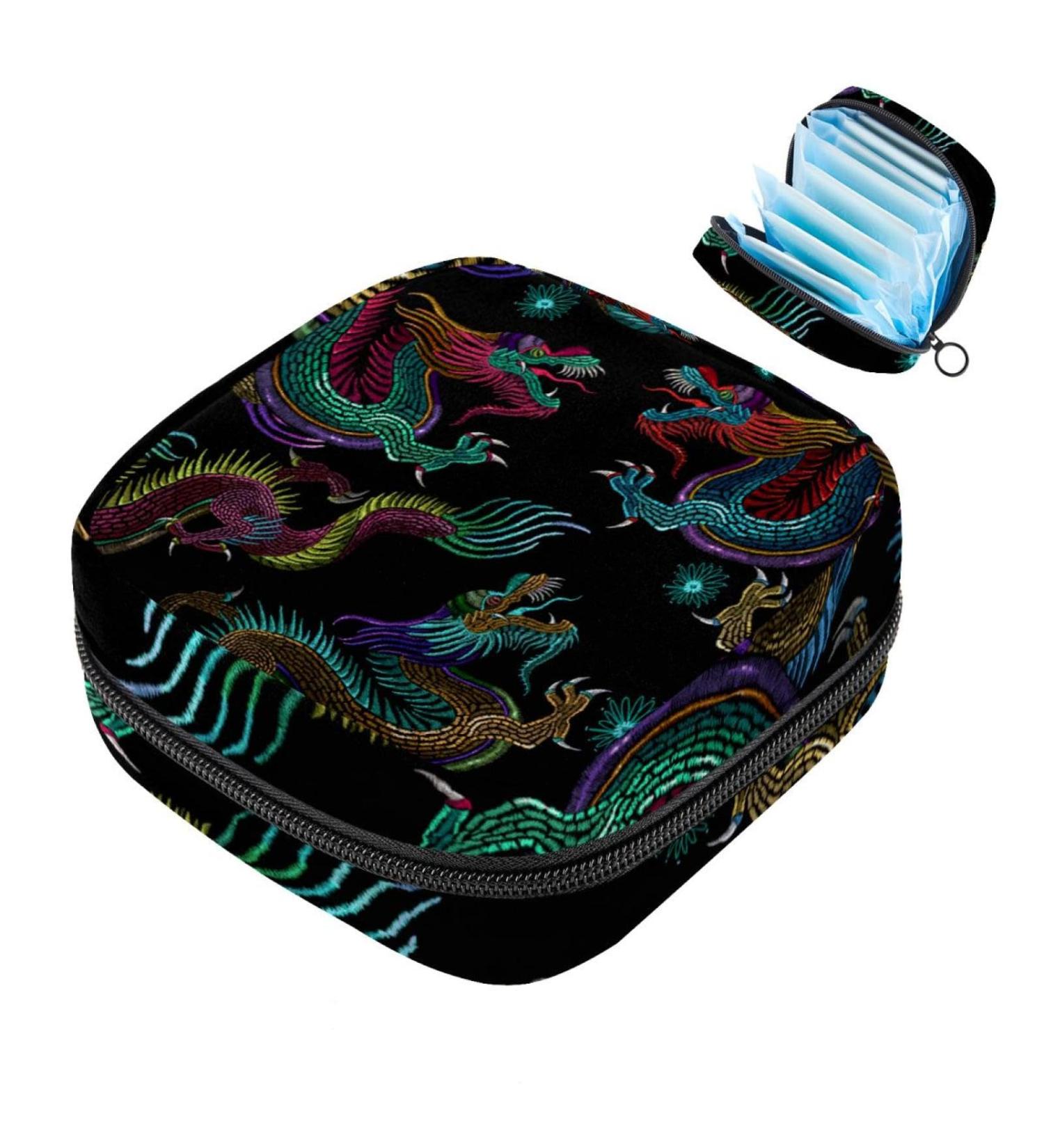 Portable Women's Binding-Up Bags | Menstrual Cup Pocket | Multicolored Chinese Dragon Design for Teens - Buy Online on GoSupps.com