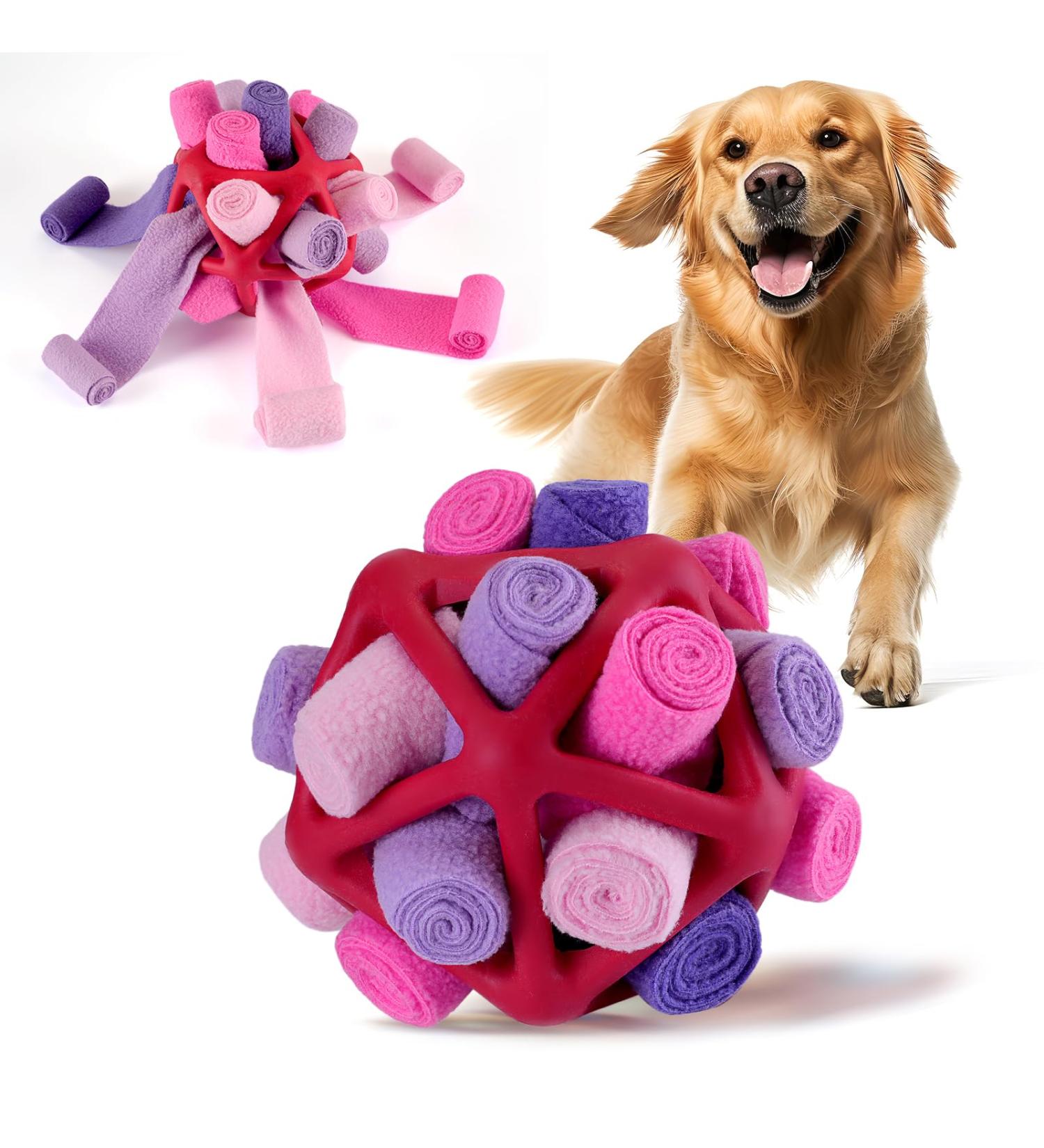 Yikko Interactive Snuffle Ball for Dogs Encourage Natural Foraging Skills Upgraded Rubber to Resist Tearing Slower Food Training with Triangular Hole Hidden Food Portable Toy (Rose Pink Purple) - Buy Online on GoSupps.com