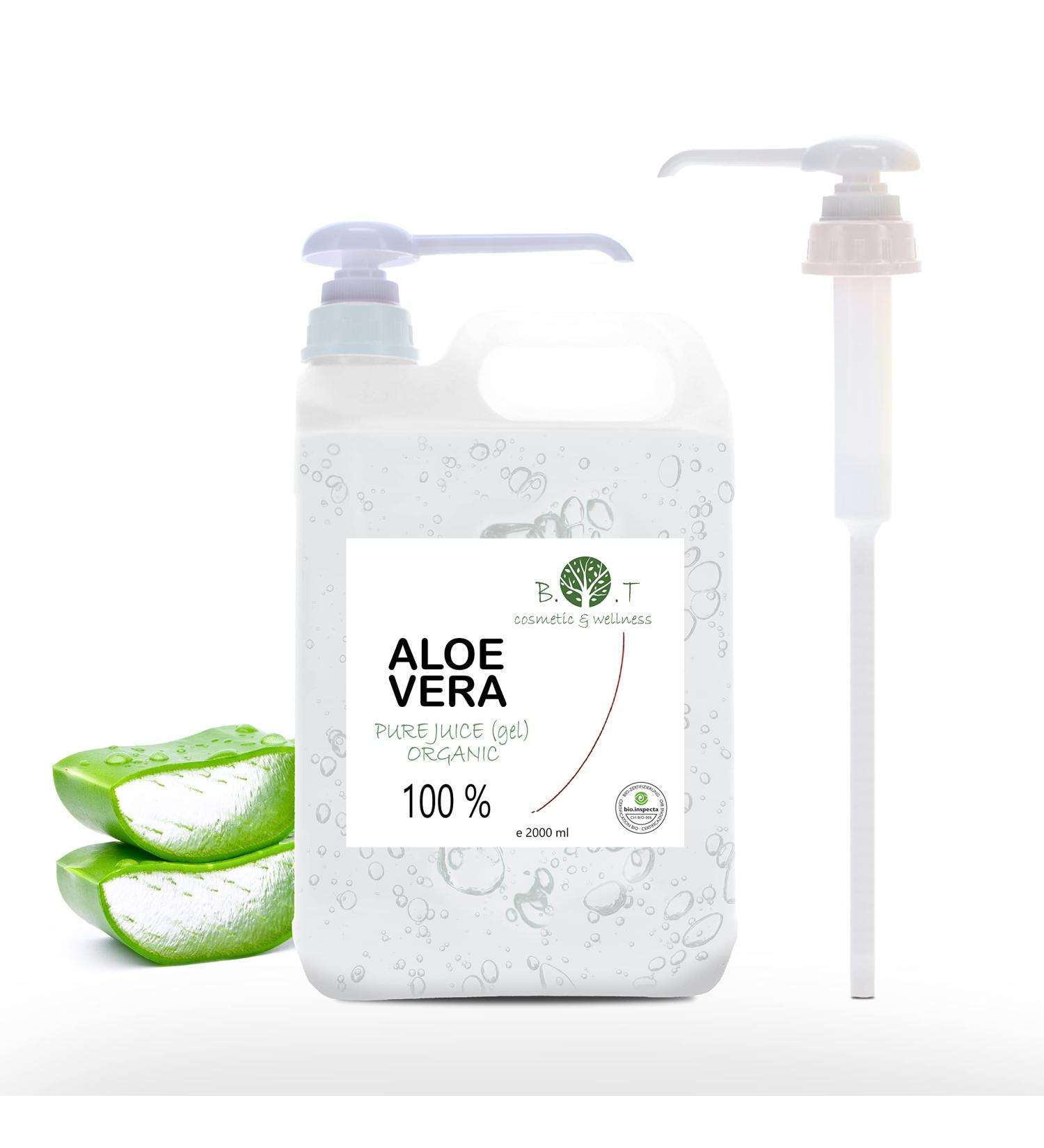 Organic Fresh Aloe Vera Liquid Concentrate. Concentrated juice directly from the plant. 100% natural and pure. Cold pressed. Organic - 2000 ml 2 L - Buy Online on GoSupps.com