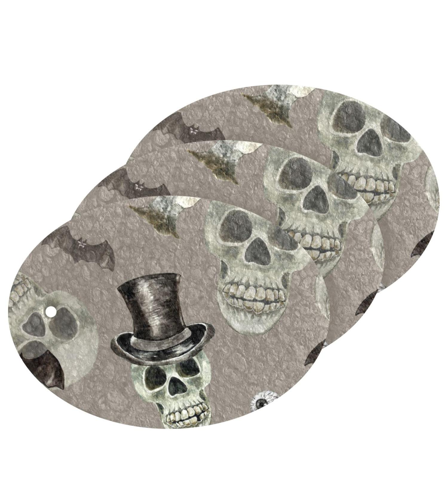3-Pack Cleaning Kitchen Sponges Oval Halloween Hand Bats Skull Kitchen Cellulose Dishwashing Wood Pulp Cotton - Buy Online on GoSupps.com