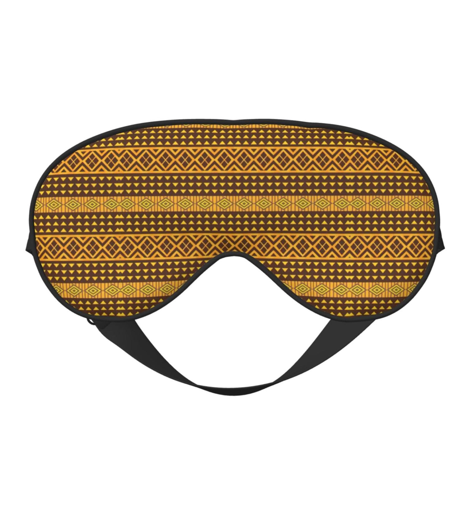 Yellow & Brown Triangles Print Night Blackout Eyeshade | Elastic Strap | Perfect for Travel Naps & Shift Work - Buy Online on GoSupps.com