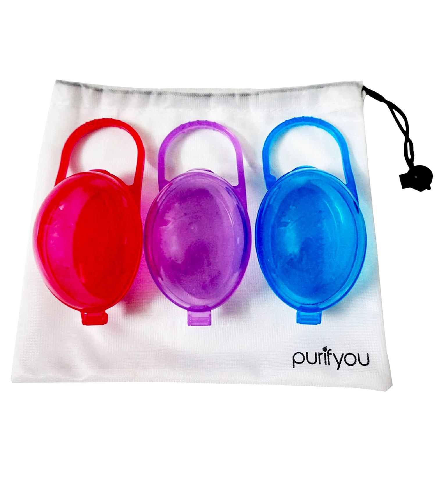 Purifyou PurePouch BPA-Free Pacifier and Nipple Shield Cases - Set of 3 Girl | Diaper Bag & Stroller Case | Travel Pacifier Box for Clean Binkies - Buy Online on GoSupps.com