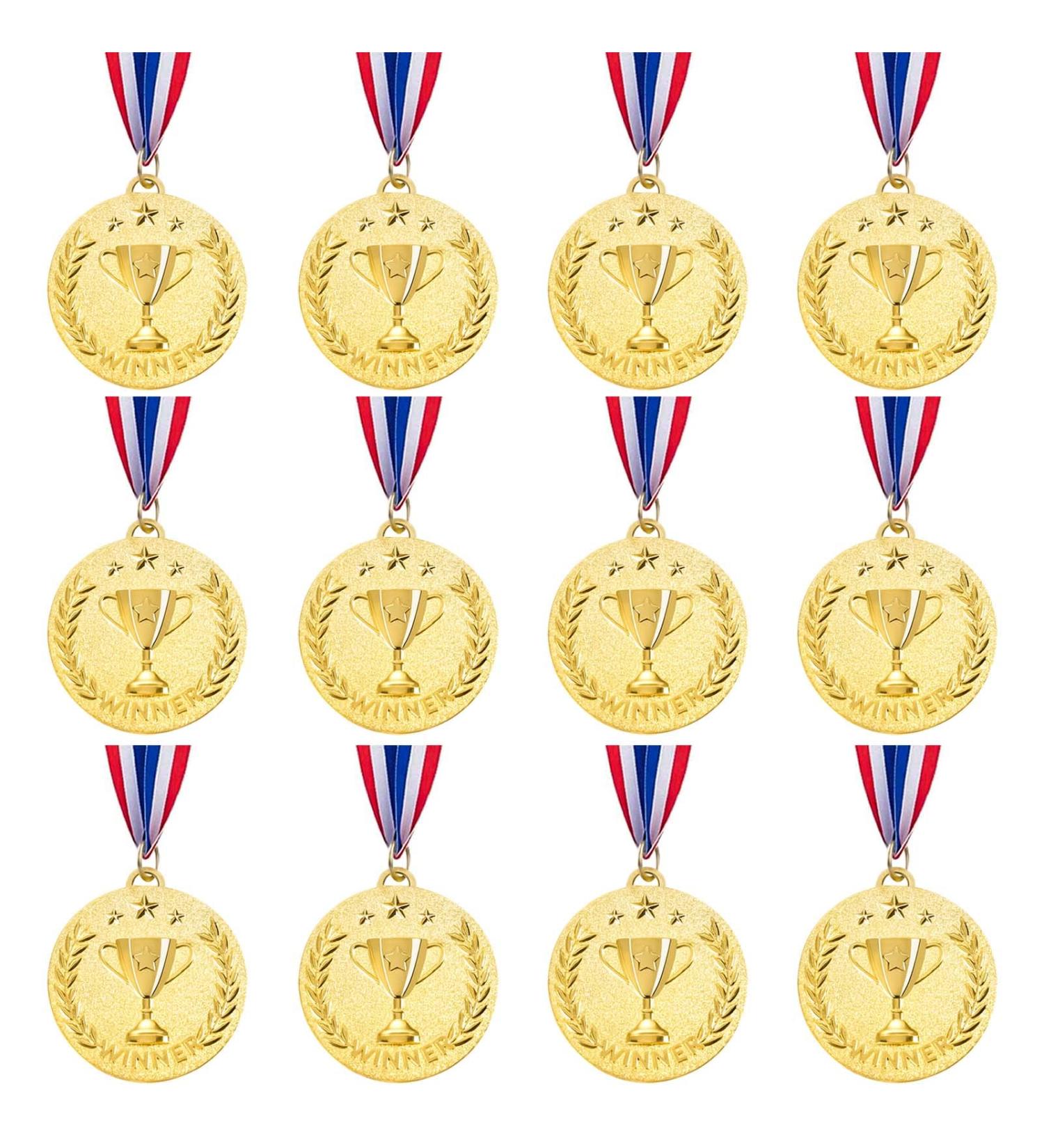 Caydo 12 Pieces Winner Awards Medals with Trophy Graphics - Perfect for Competitions, Sports & Parties - 2 Inch - Buy Online on GoSupps.com