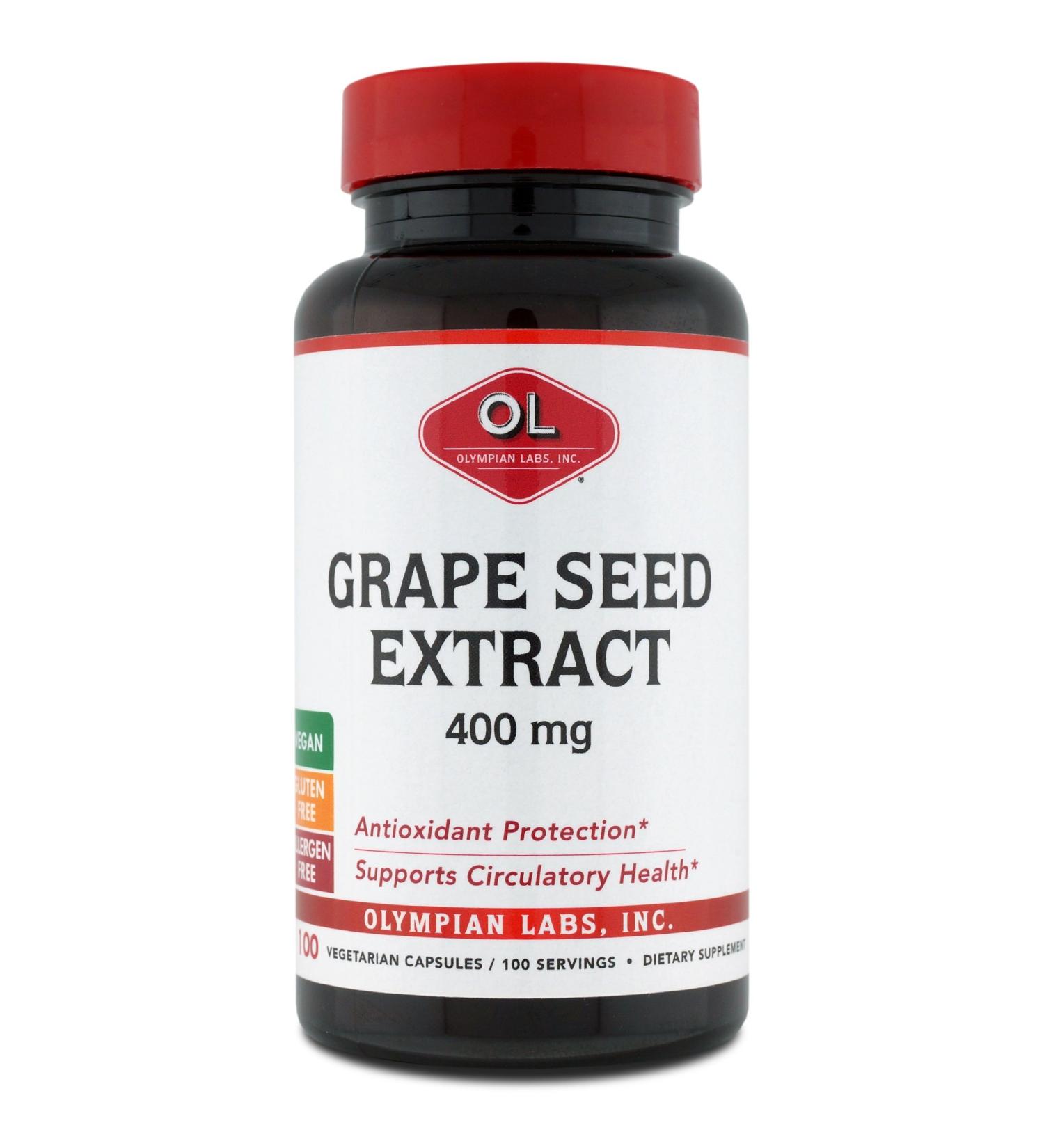Olympian Labs Grape Seed Extract 400 mg Capsules 100 Count Supporting Heart Health Antioxidant Protection. - Buy Online on GoSupps.com