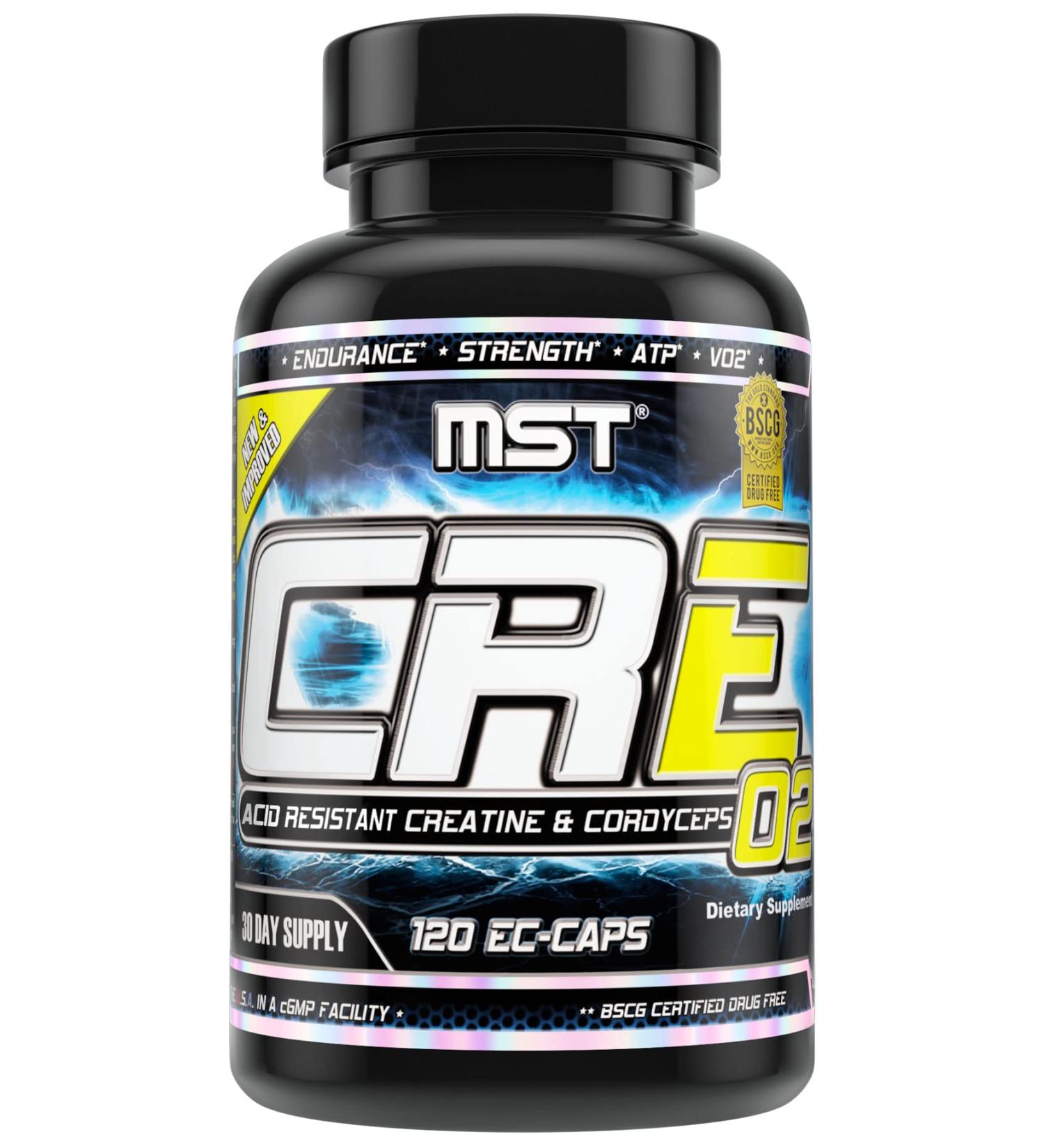 MST CRE O2 - Acid Resistant Dual Action ATP Supplement with Cordyceps & Rhodiola | Stomach Stable Creatine - 120 V-Caps | BSCG Certified Drug Free by Millennium Sport Tech - Buy Online on GoSupps.com