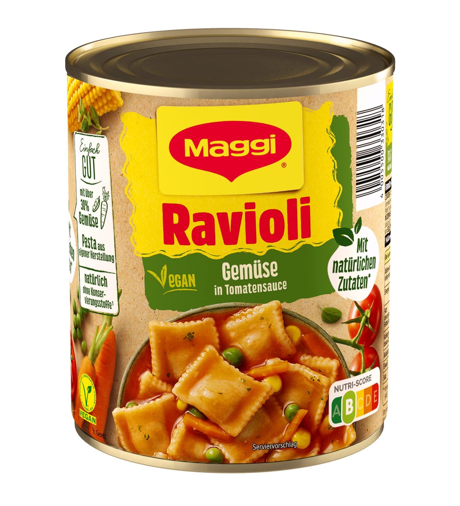 Buy Maggi Vegetable Ravioli in Tomato Sauce - Vegan Dumplings (800g) for Delicious Camping Food - International Shipping Available - Buy Online on GoSupps.com