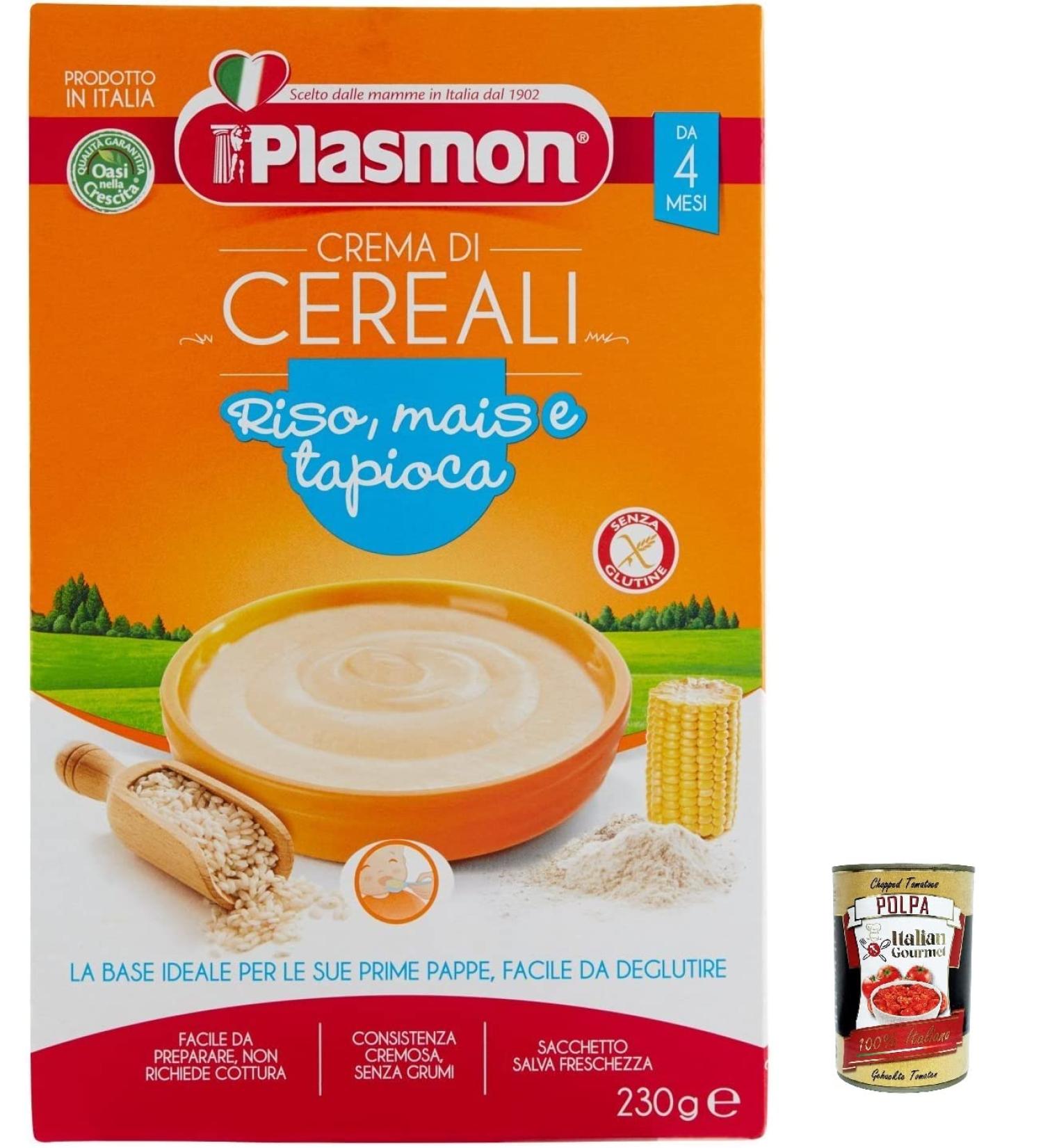 Italian Gourmet E.R. Plasmon Cereal Cream Rice corn and tapiocca 230 g + pulp Italian Gourmet pulp 400 g - Buy Online on GoSupps.com