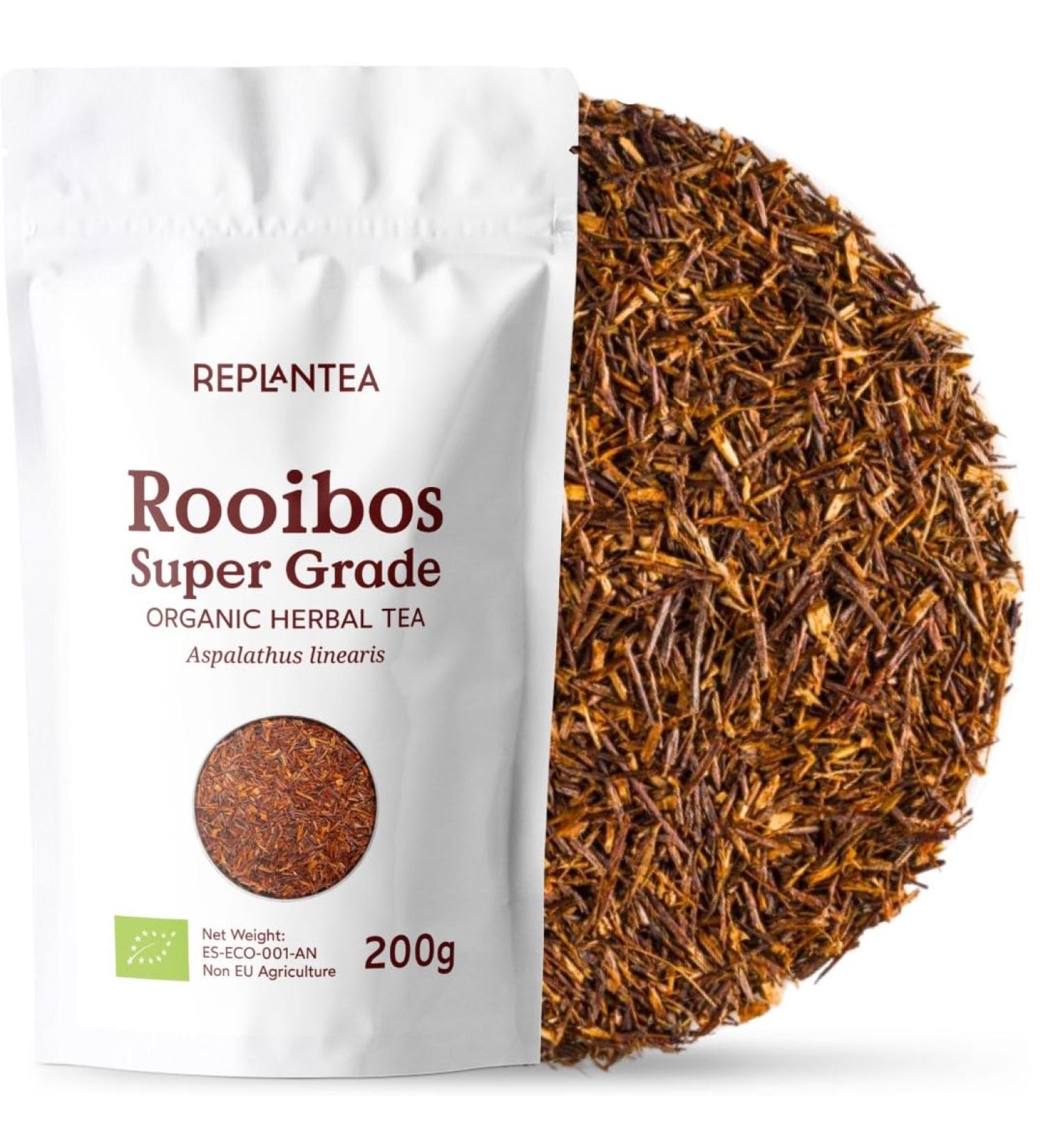 Rooibos Tea Loose Leaf Organic 200g (100 Cups) | Super Grade Rooibos Tea | Loose Leaf African Red Bush Tea REPLANTEA - Buy Online on GoSupps.com