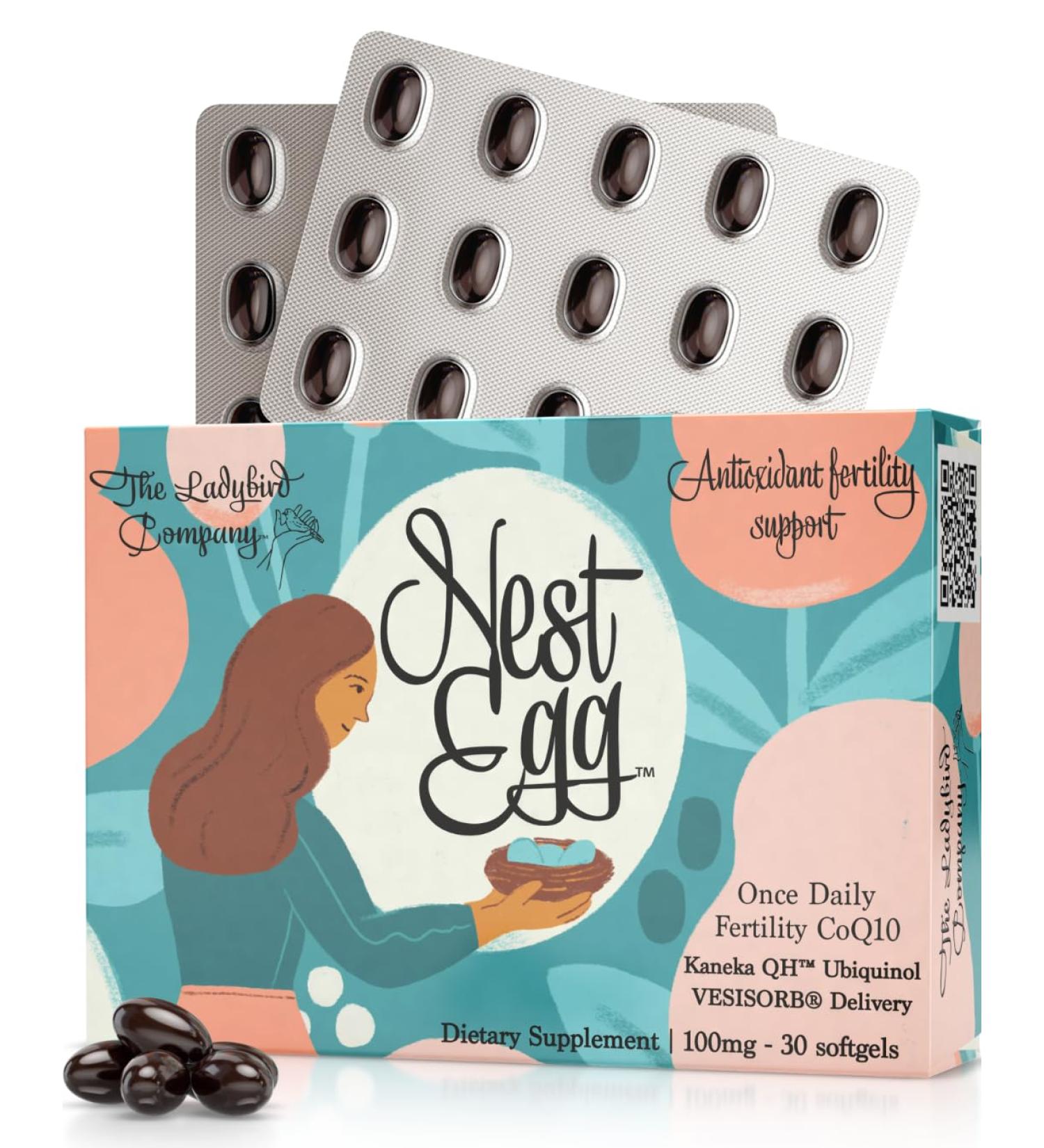 Nest Egg Ubiquinol CoQ10 100mg - Premium Women's Fertility Supplement - Made in USA 3rd Party Tested Once Daily Softgels (30 Count) - Shop Now - Buy Online on GoSupps.com