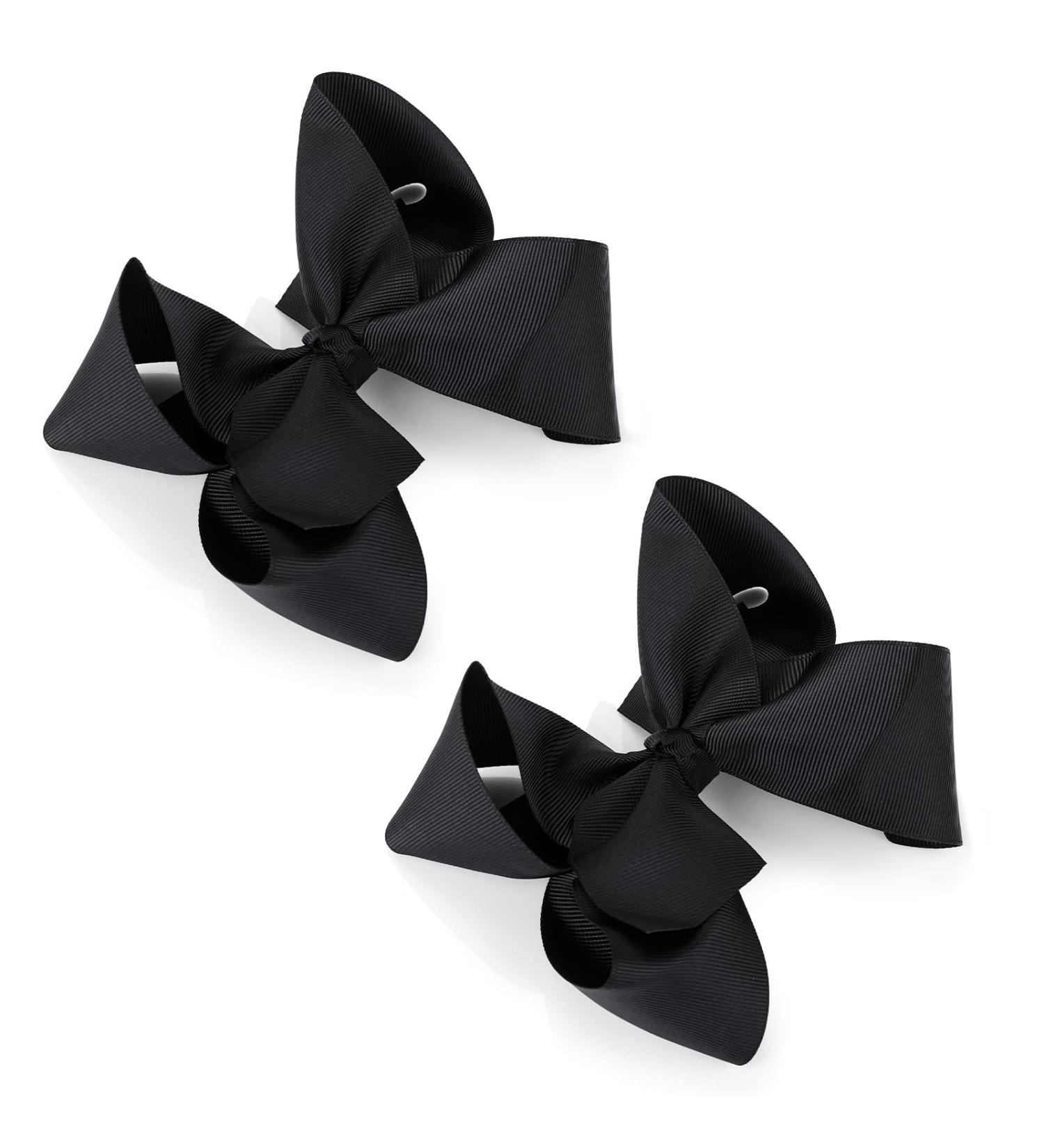 Molain Ribbon Hair Bows Alligator Clips Barrettes 2 Pieces 6 Inch Black Ponytail Holder Cheerleading Hairpin Easter Party Hairpin Headwear Hair Styling Accessories for Girls Women 2 PCS Black - Buy Online on GoSupps.com