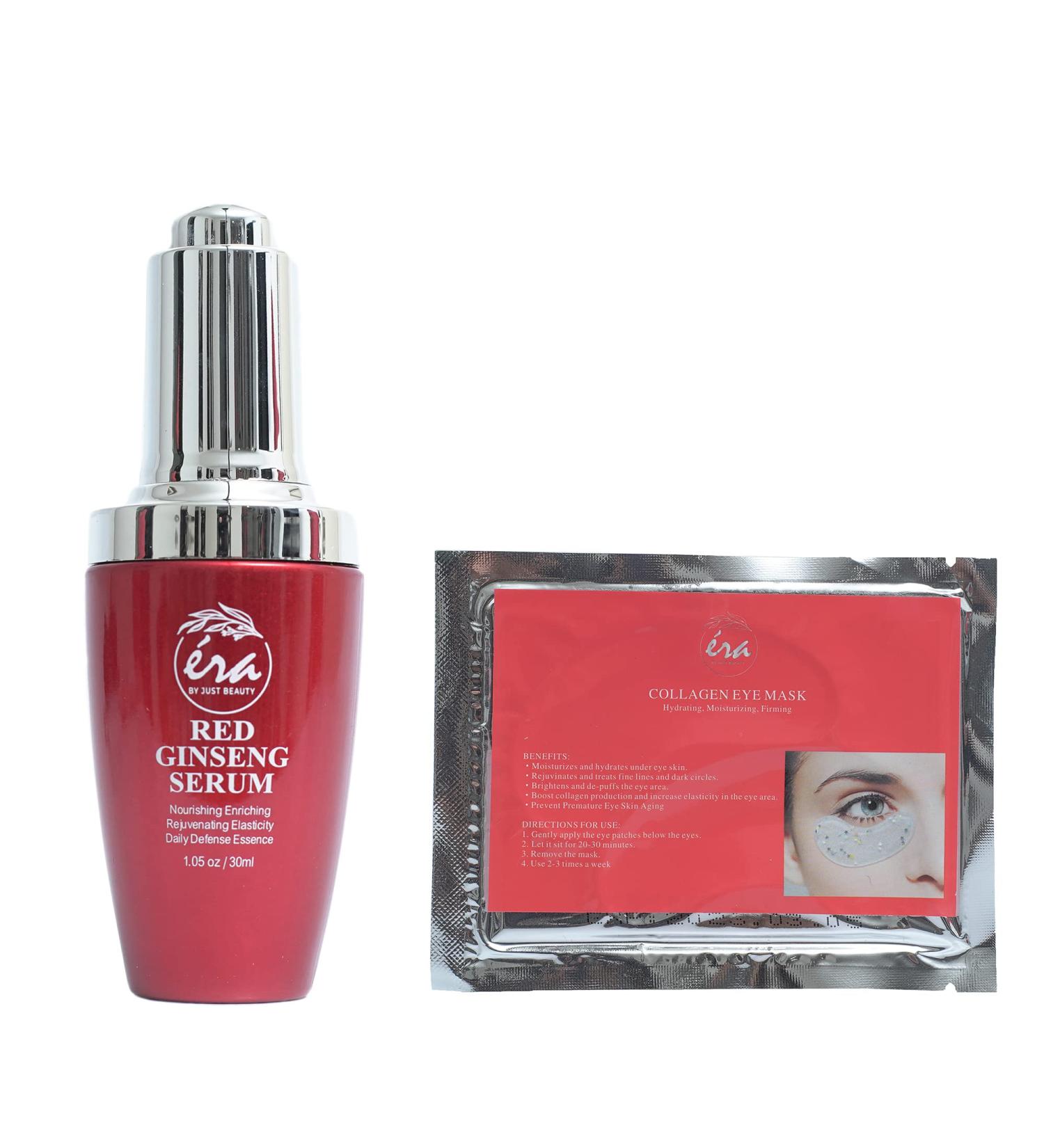 Premium Red Ginseng Face Serum Anti-Aging Skincare with Shining Star Eye Pads Energy Boost & Elasticity 1.5 oz for All Skin Types - Buy Online on GoSupps.com