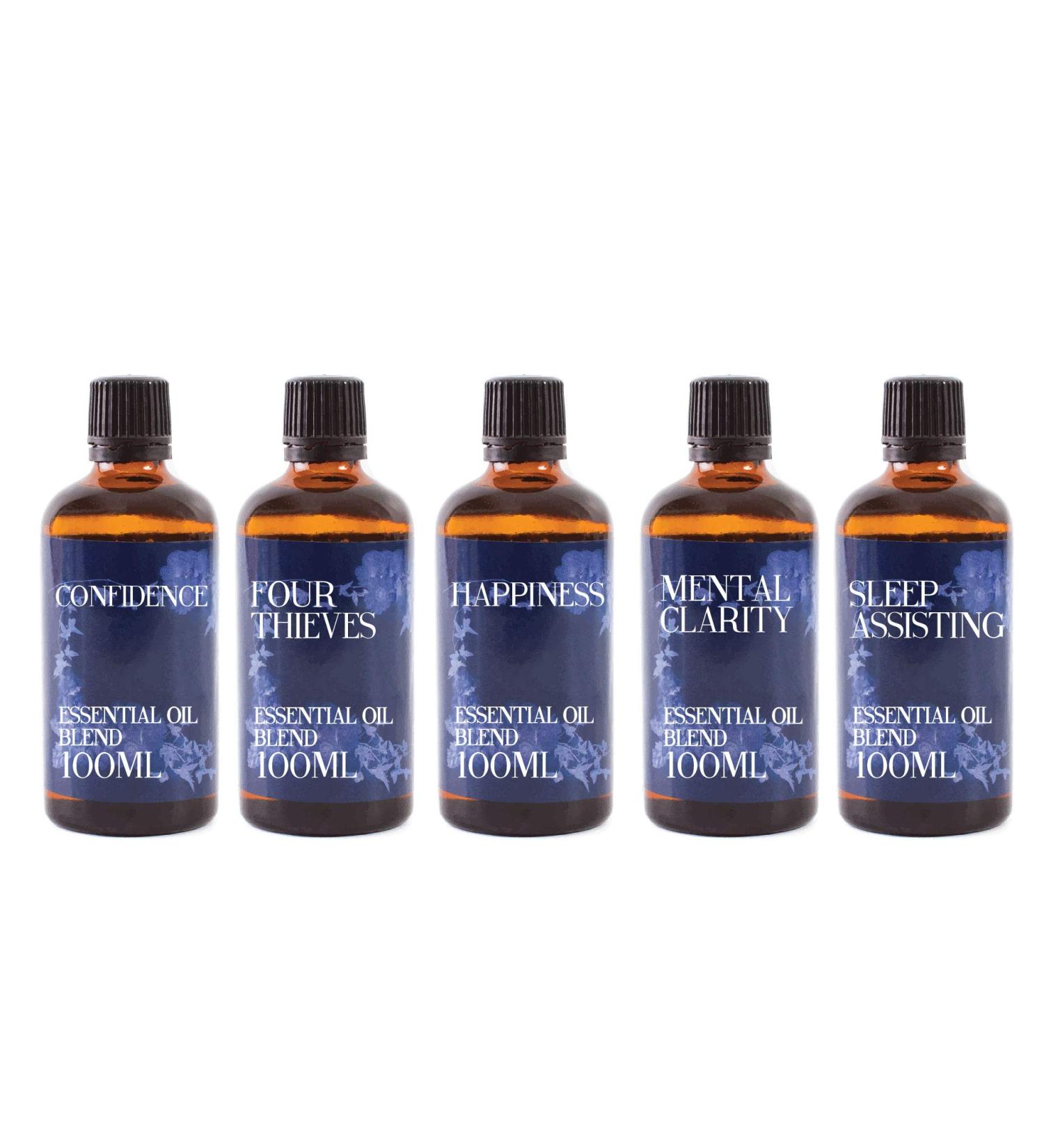 Everyday essentials |Gift pack with essential oils |Confidence four thieves happiness spiritual clarity sleep support |100% pure essential oil mixtures 5x100ml