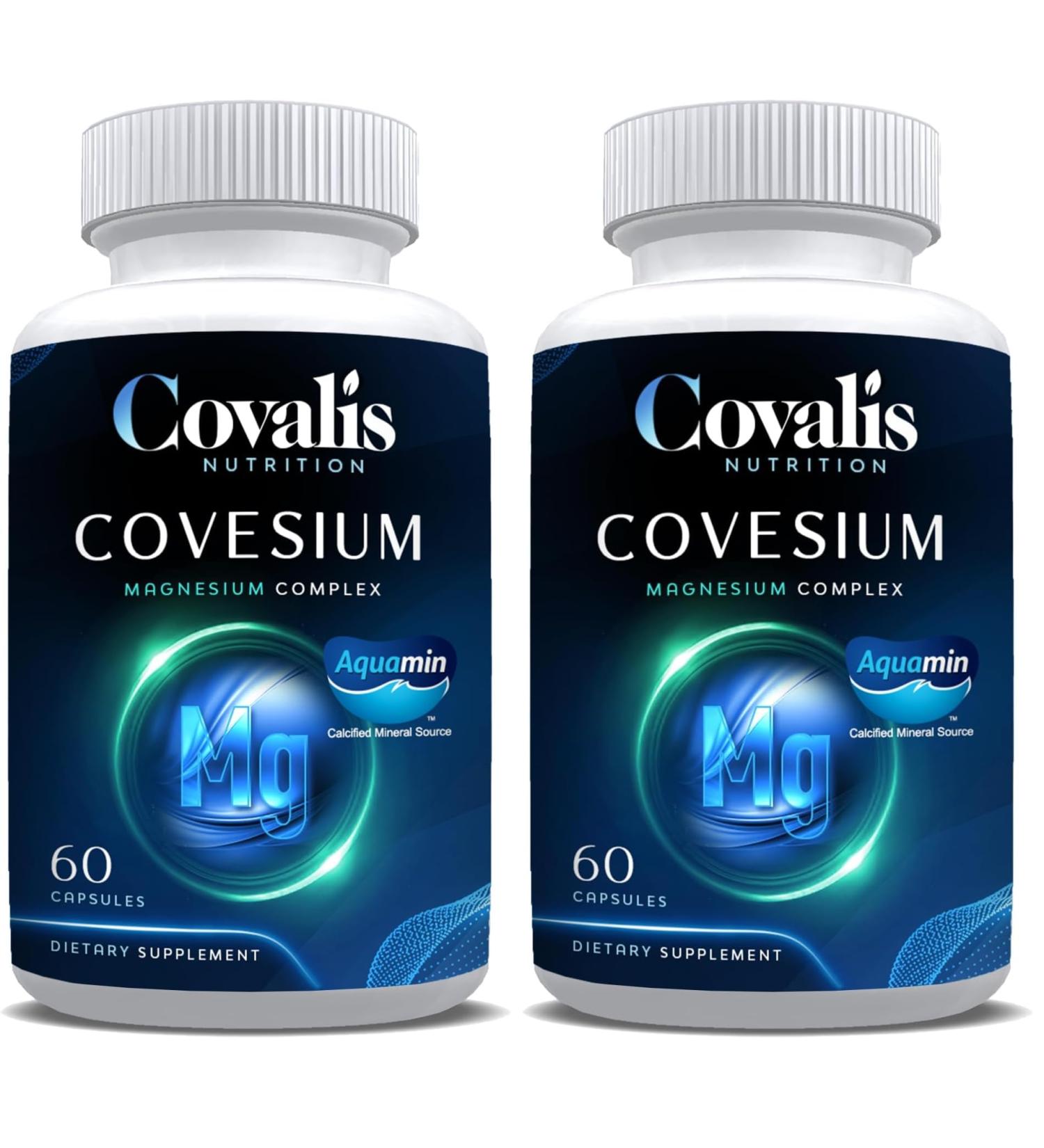 Covesium Magnesium Complex Supplement | 5 Types of Magnesium - Hydroxide Glycinate Citrate Malate Oxide | Muscle Function | 60 Capsules (Pack of 2) 60 Count (Pack of 2) - Buy Online on GoSupps.com
