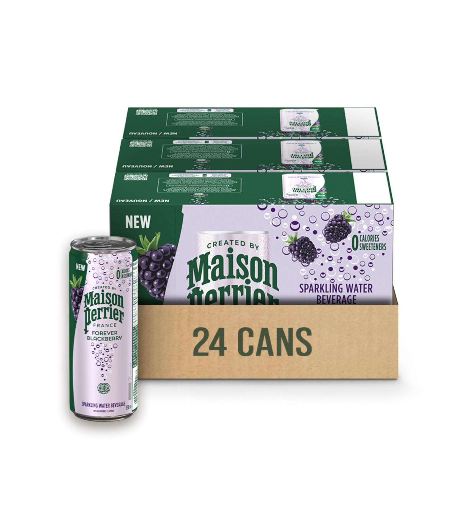 Maison Perrier Forever Blackberry Sparkling Water Beverage Natural Blackberry Flavour No Calories No Sweeteners No Sodium Sourced & Bottled In France 24 Cans - Buy Online on GoSupps.com