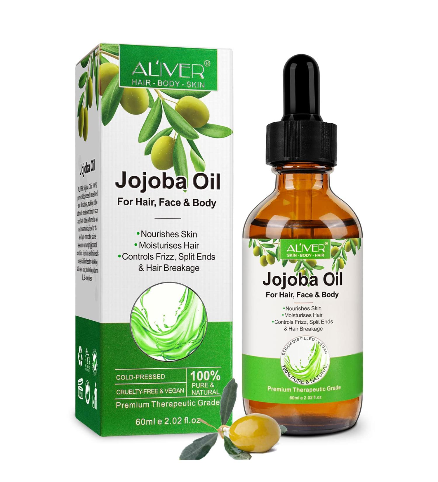 Valleylux Organic Jojoba Oil 60ml - 100% Pure & Natural for Hair, Face, Body & Nails - Moisturizes Skin, Fights Acne - Cold Pressed, Unrefined - 1 Pack (2.02 fl.oz) - Buy Online on GoSupps.com